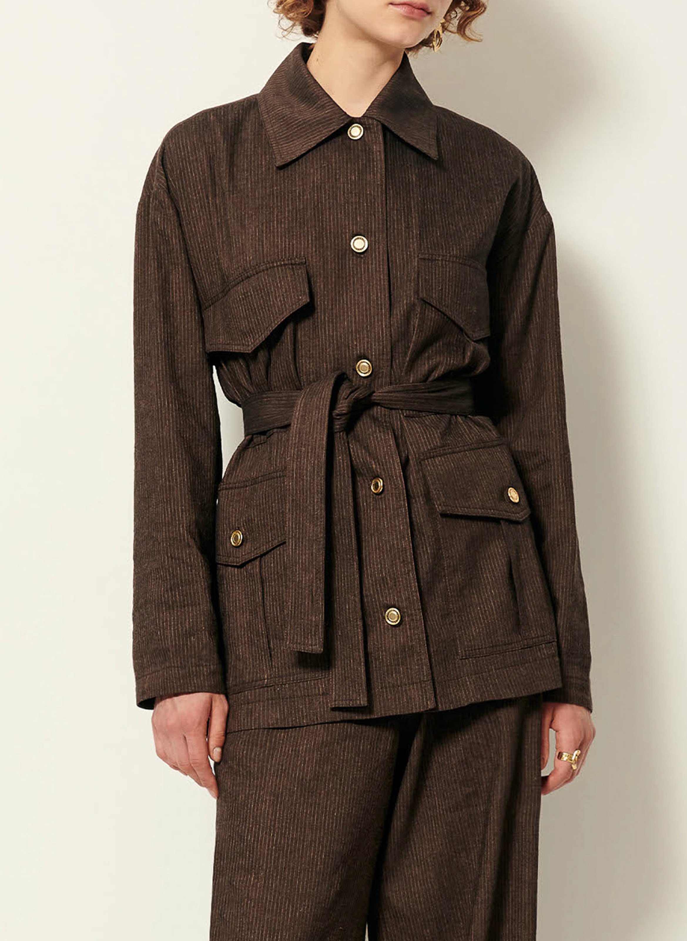 Giacca stile sahariana in lino misto SESSUN Marrone