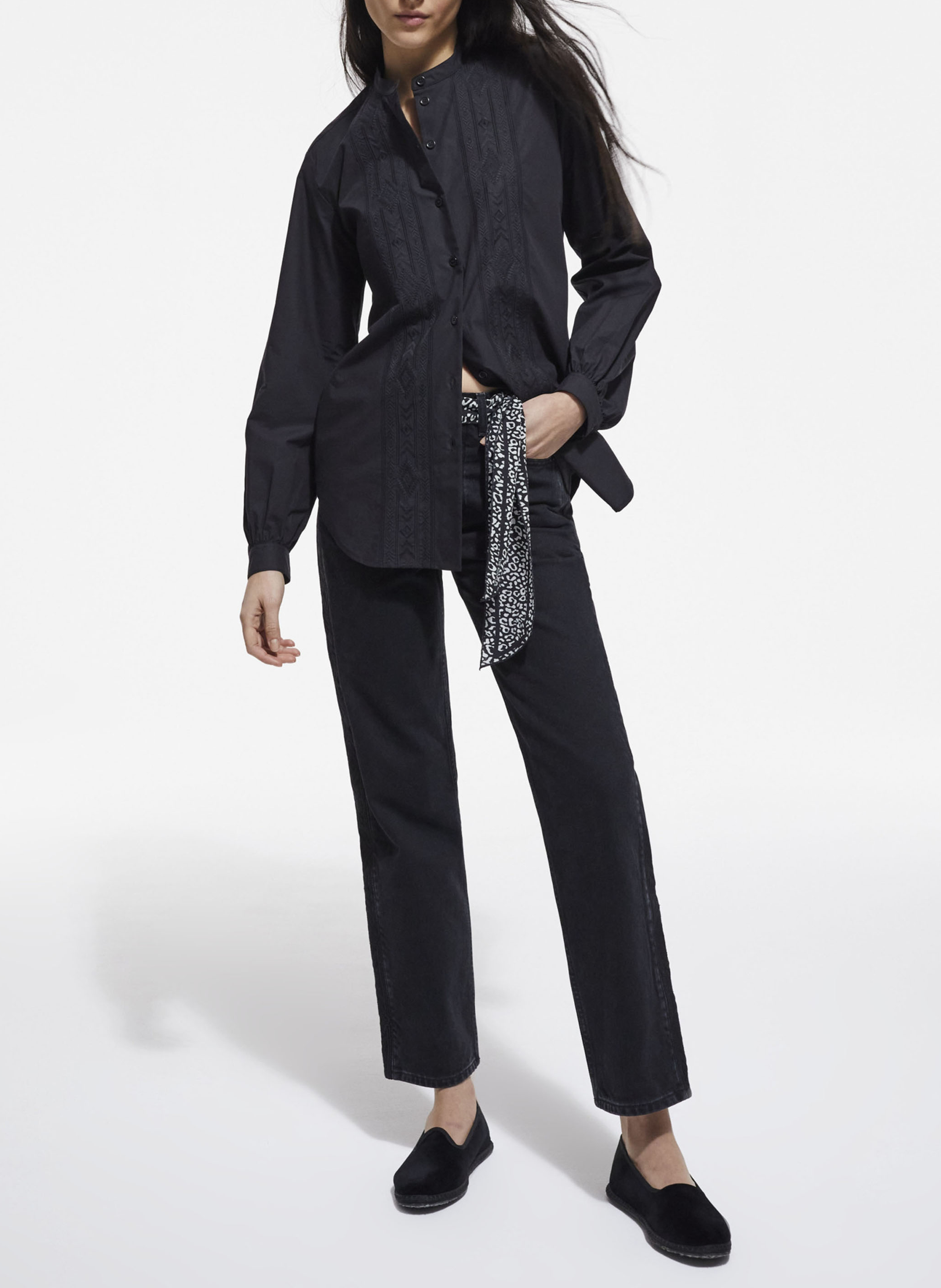 Jean droit à broderie en coton mélangé  THE KOOPLES Bleu