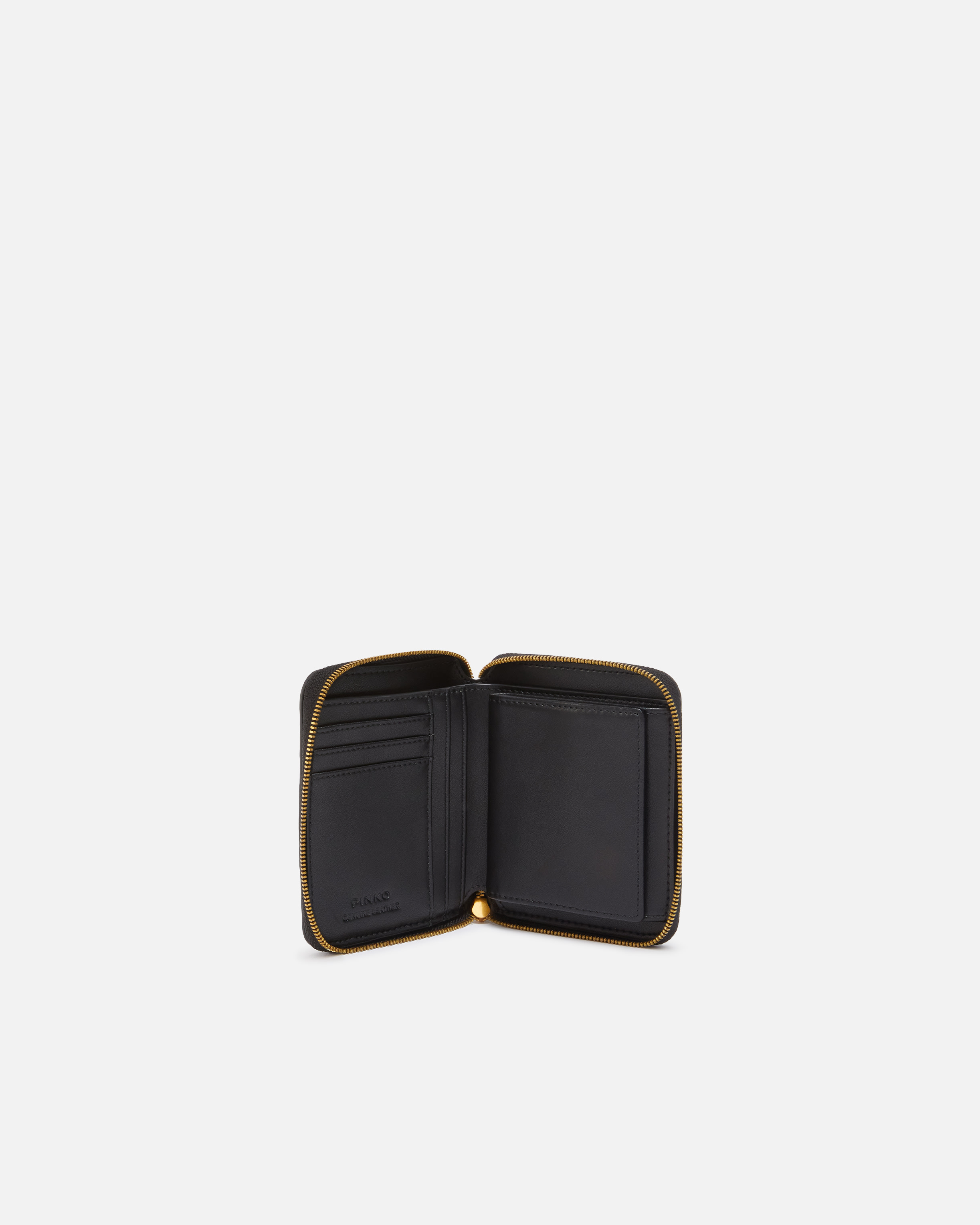 Square embossed monogram leather wallet PINKO Black