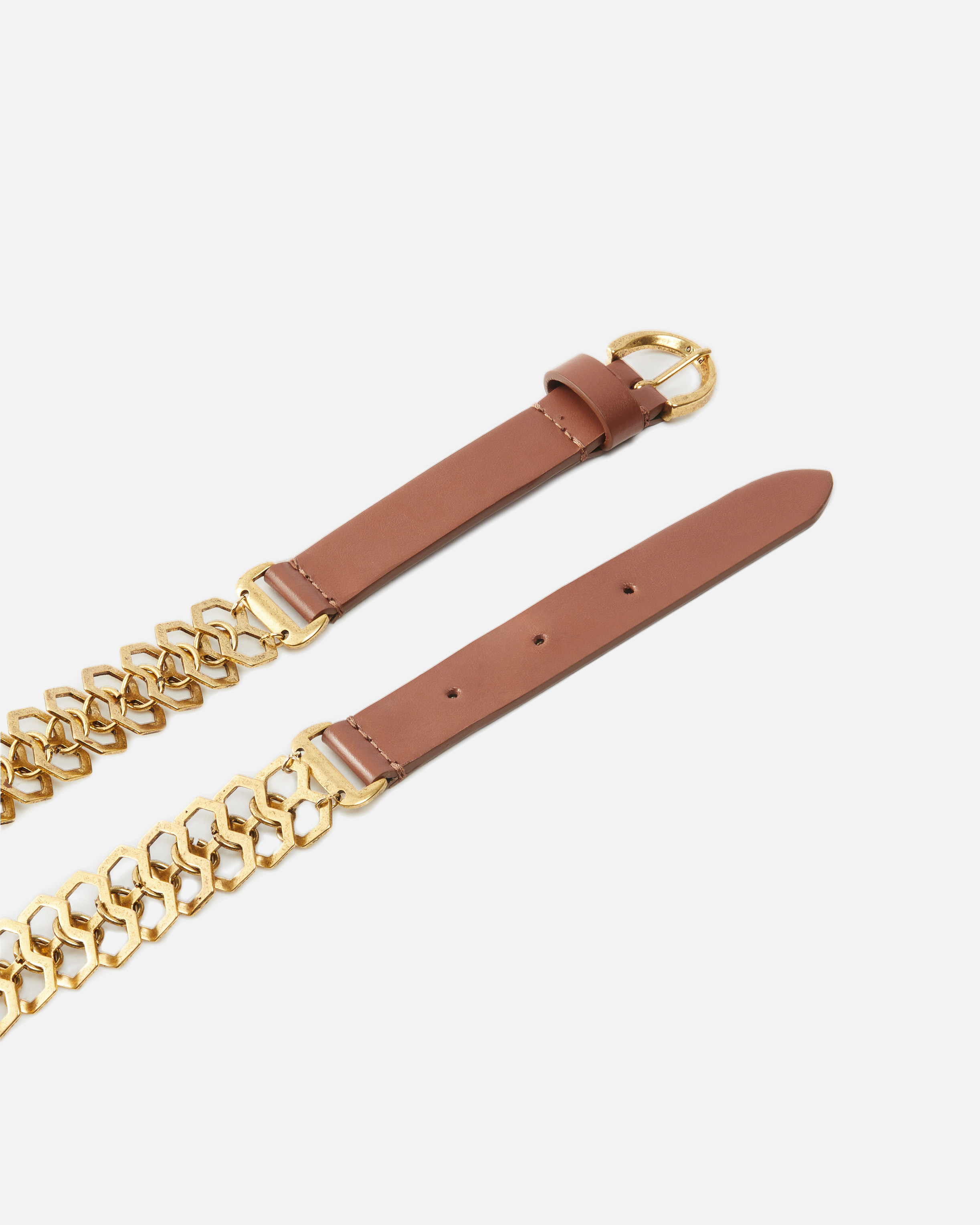 Belt with 2 cm chain detail PINKO Brown