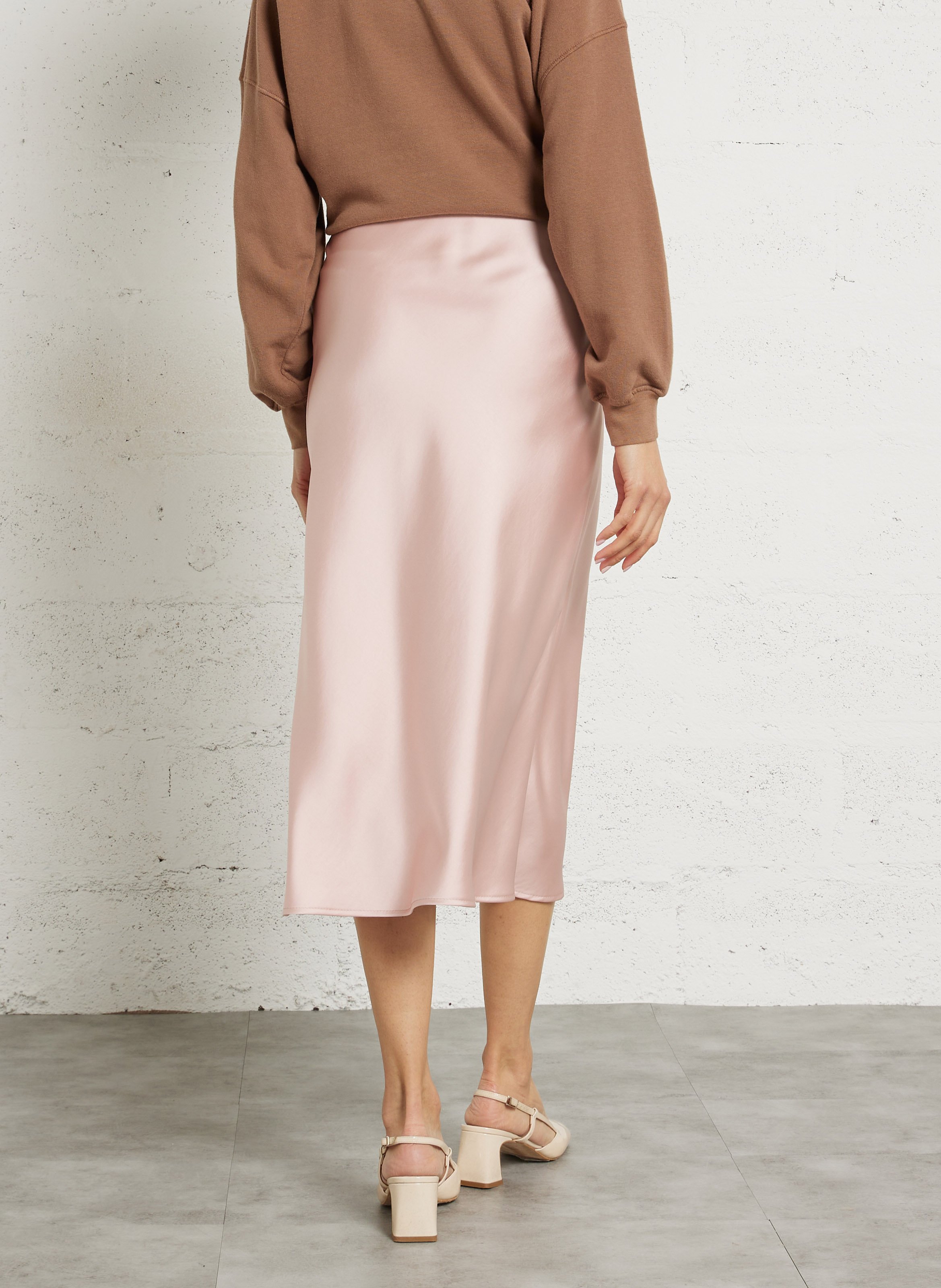 Long satin-effect skirt IMPERIAL Pink
