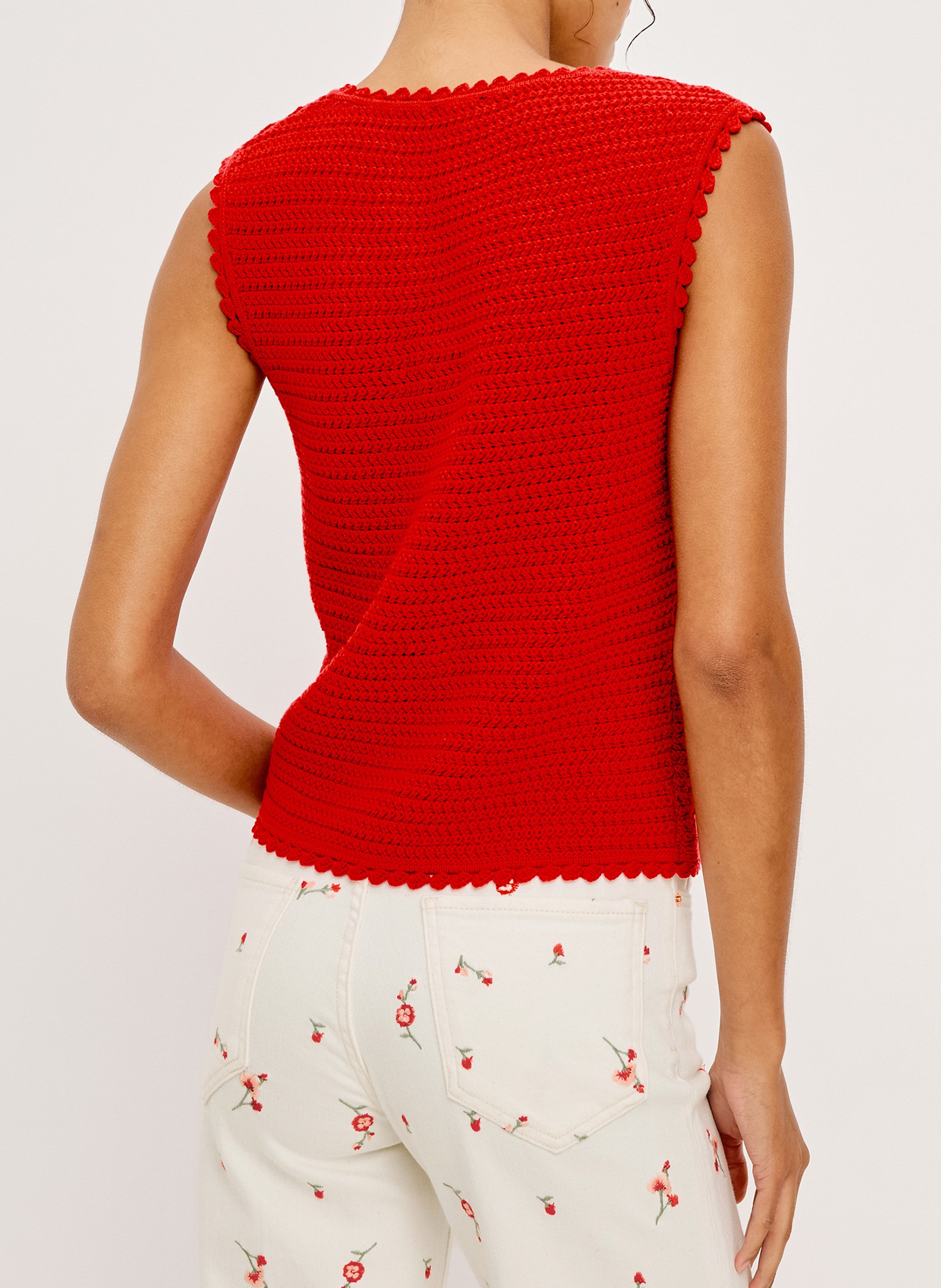 Recht, katoenen vest met V-hals RAILS Rood