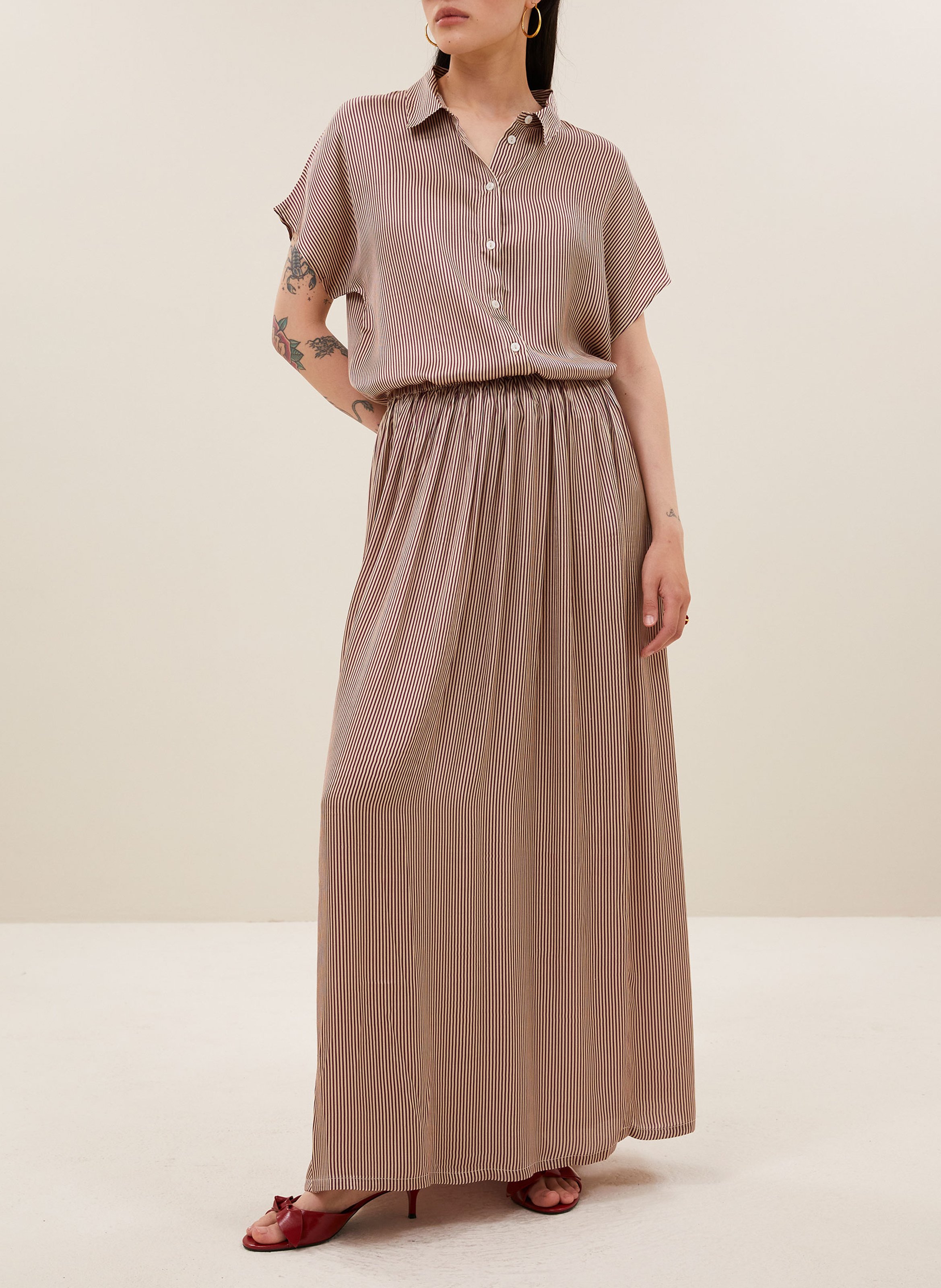 Oversize Bluse aus bestickter Baumwolle BY BAR Rot