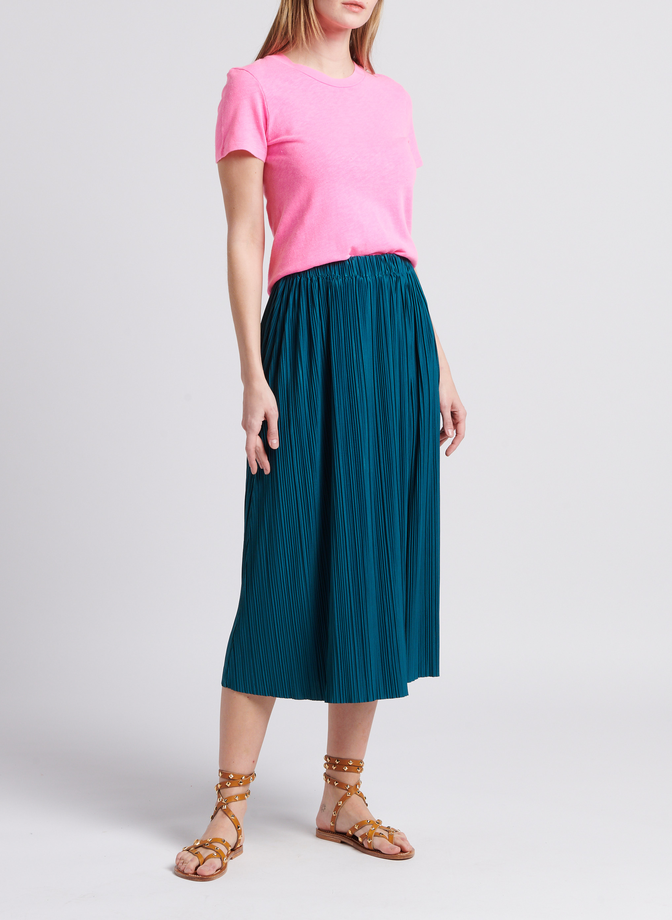 Gerade geschnittenes Rundhals-T-Shirt aus Baumwolle AMERICAN VINTAGE Rosa