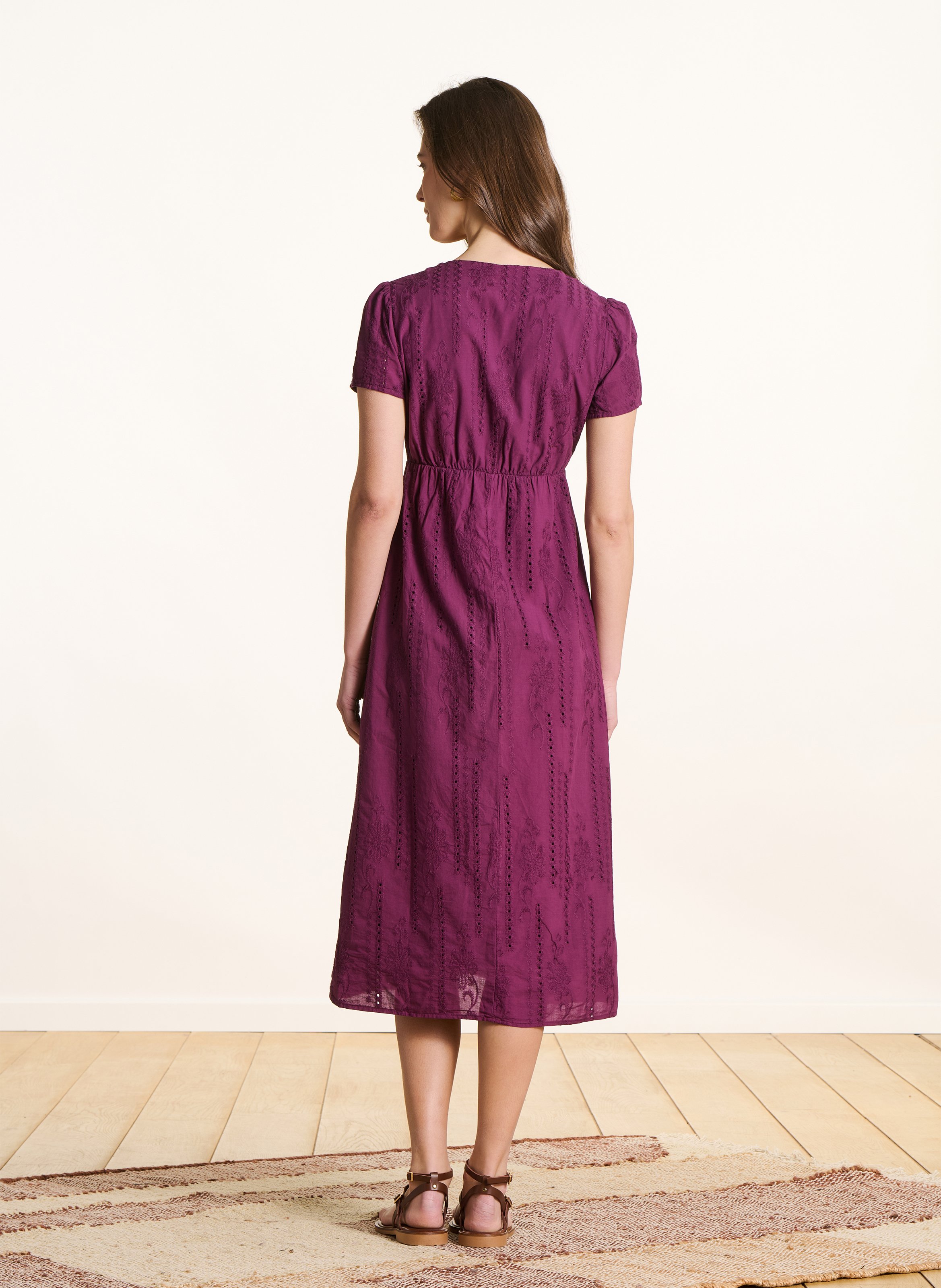 Baumwoll-Midikleid mit V-Ausschnitt LA FEE MARABOUTEE Violett