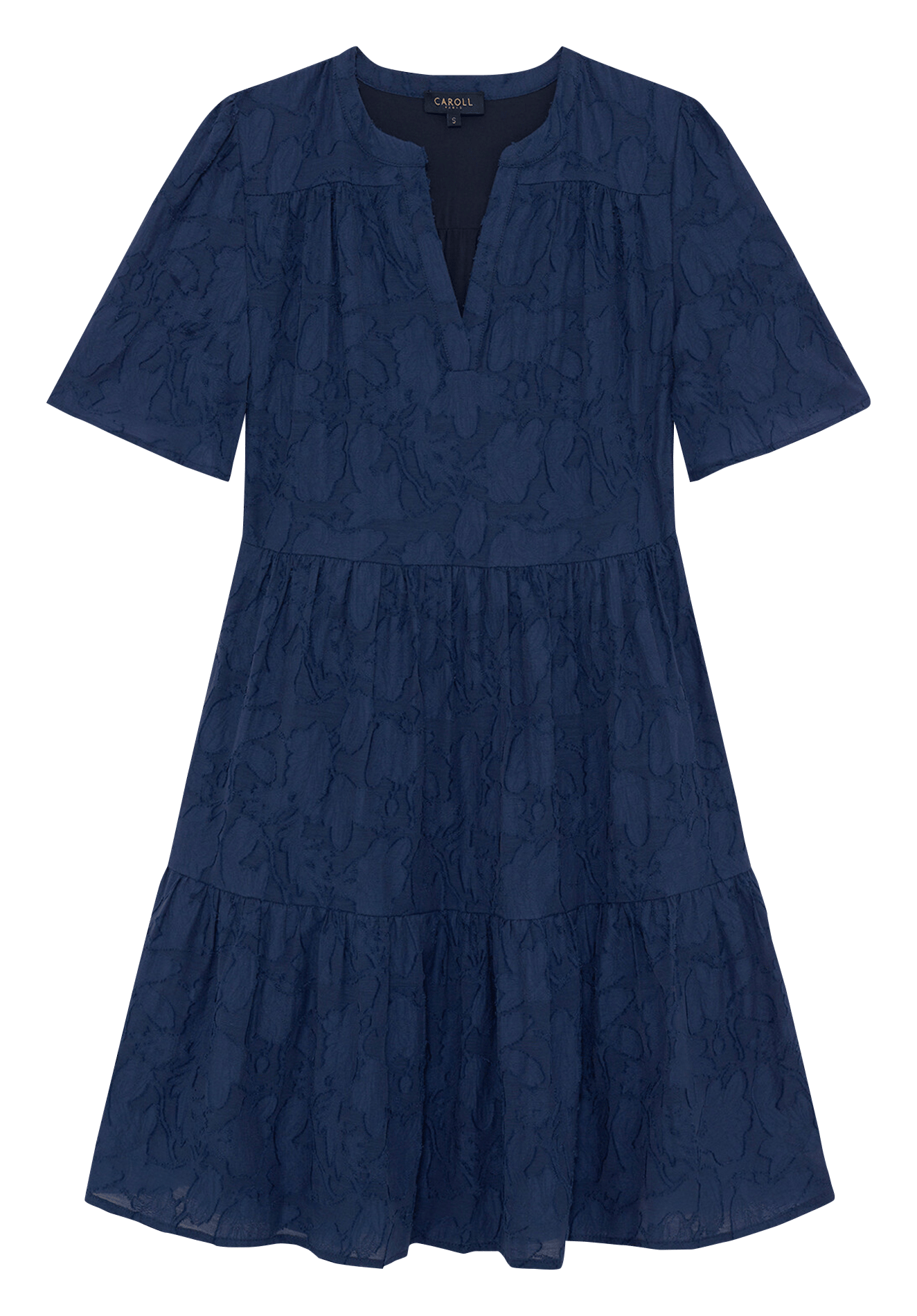 Short cotton dress with henley collar CAROLL Blue