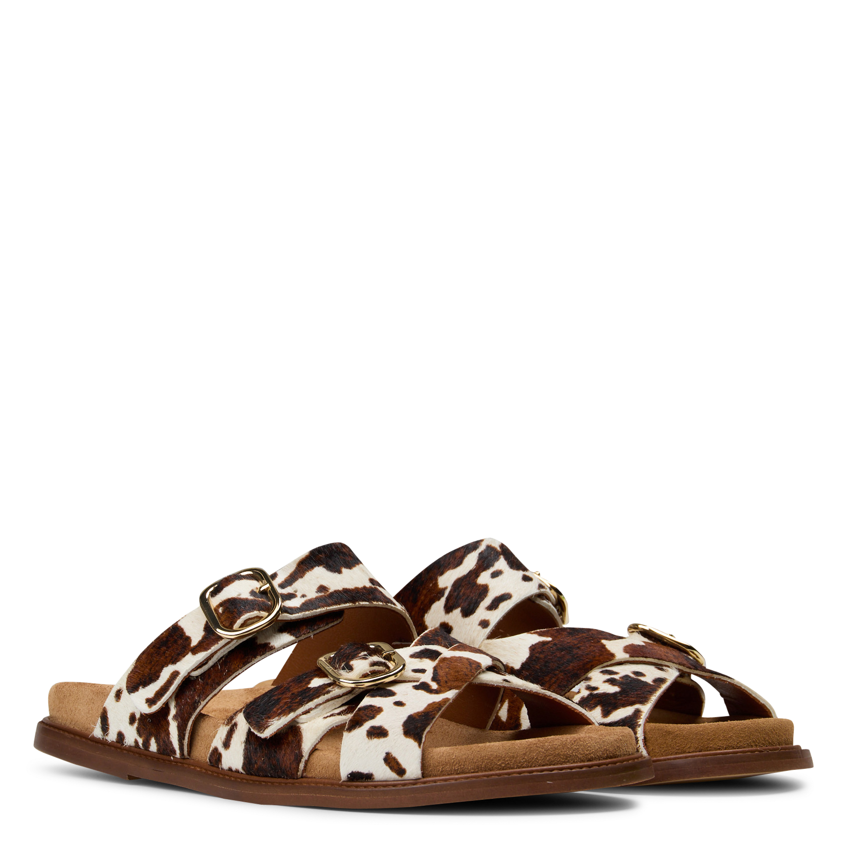 Sandales plates en cuir pony imprimé MAISON TOUFET Multicolore