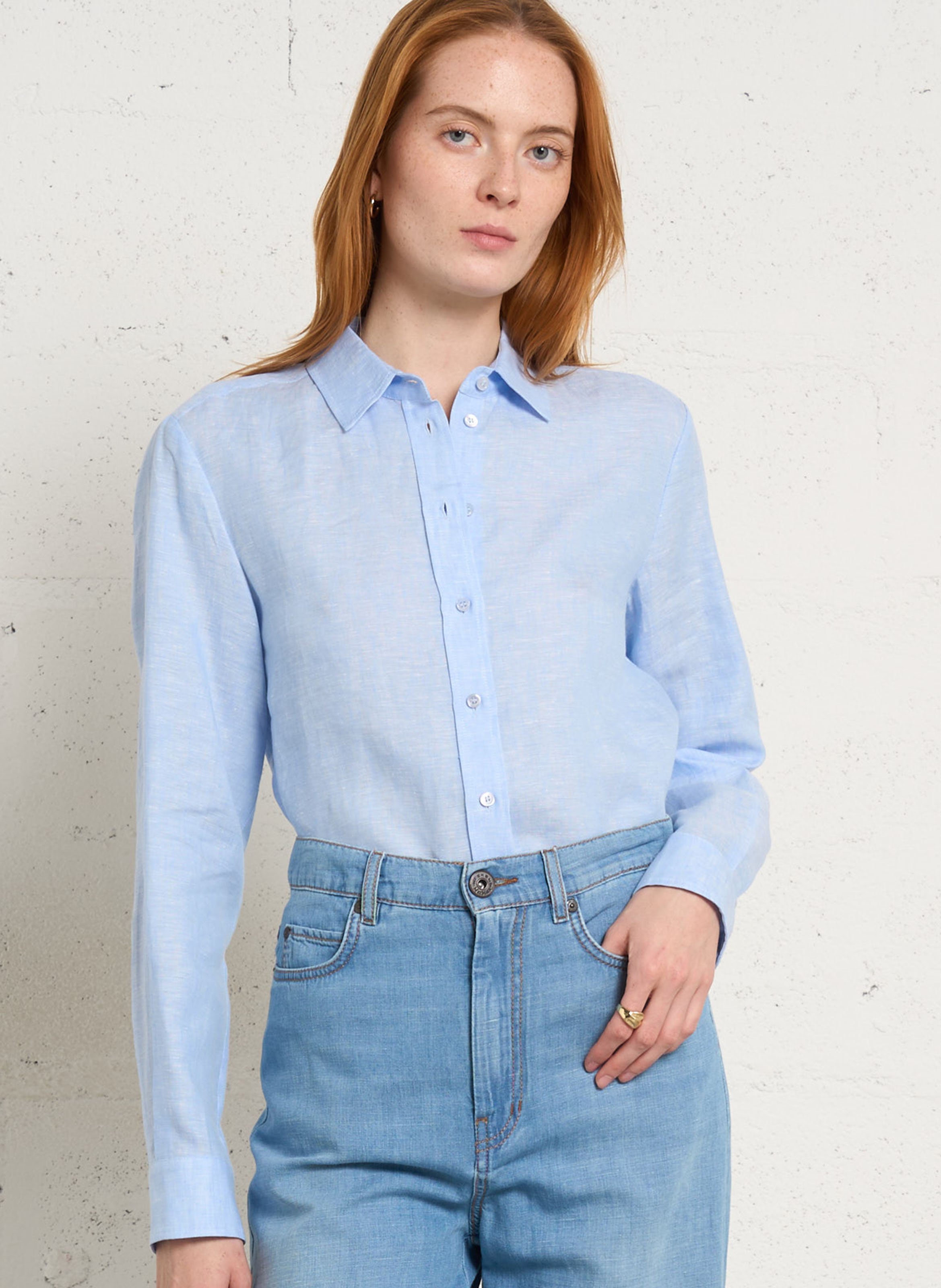 Rechte effen linnen blouse met knoopsluiting MAX MARA WEEK END