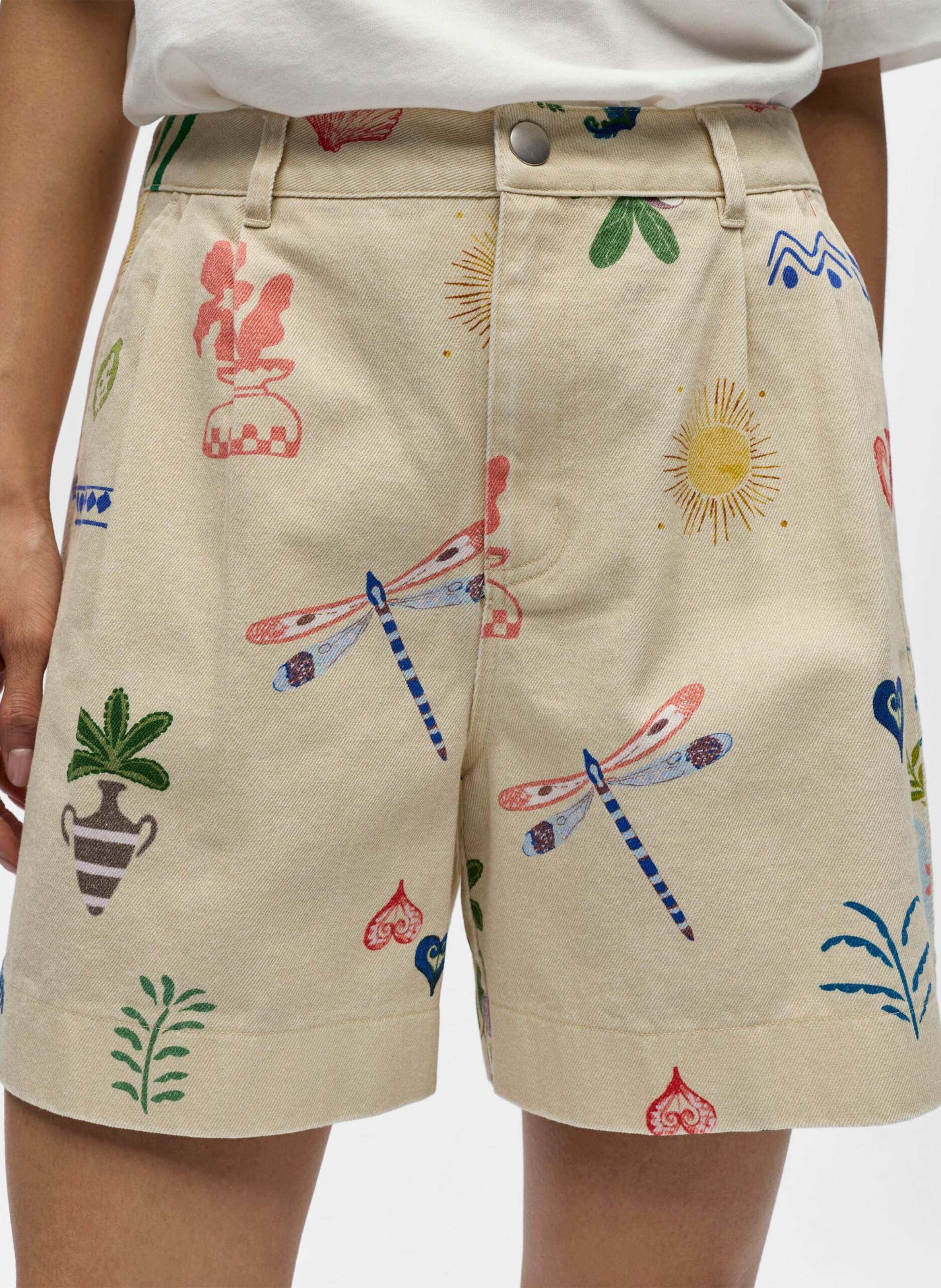 Gerader Rock aus Bio-Baumwolle und bedruckter Baumwolle OBJECT Braun