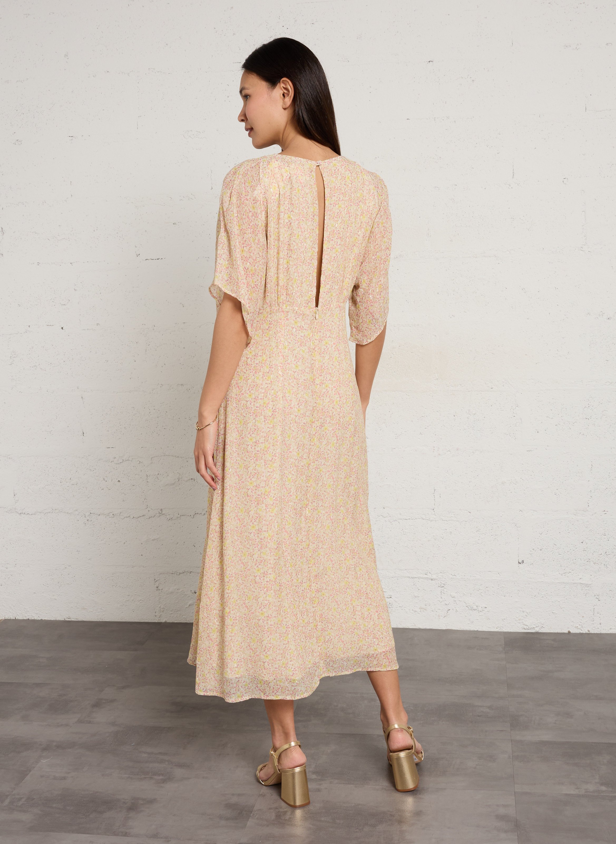 Vestido midi con estampado de flores MAISON 123 Amarillo