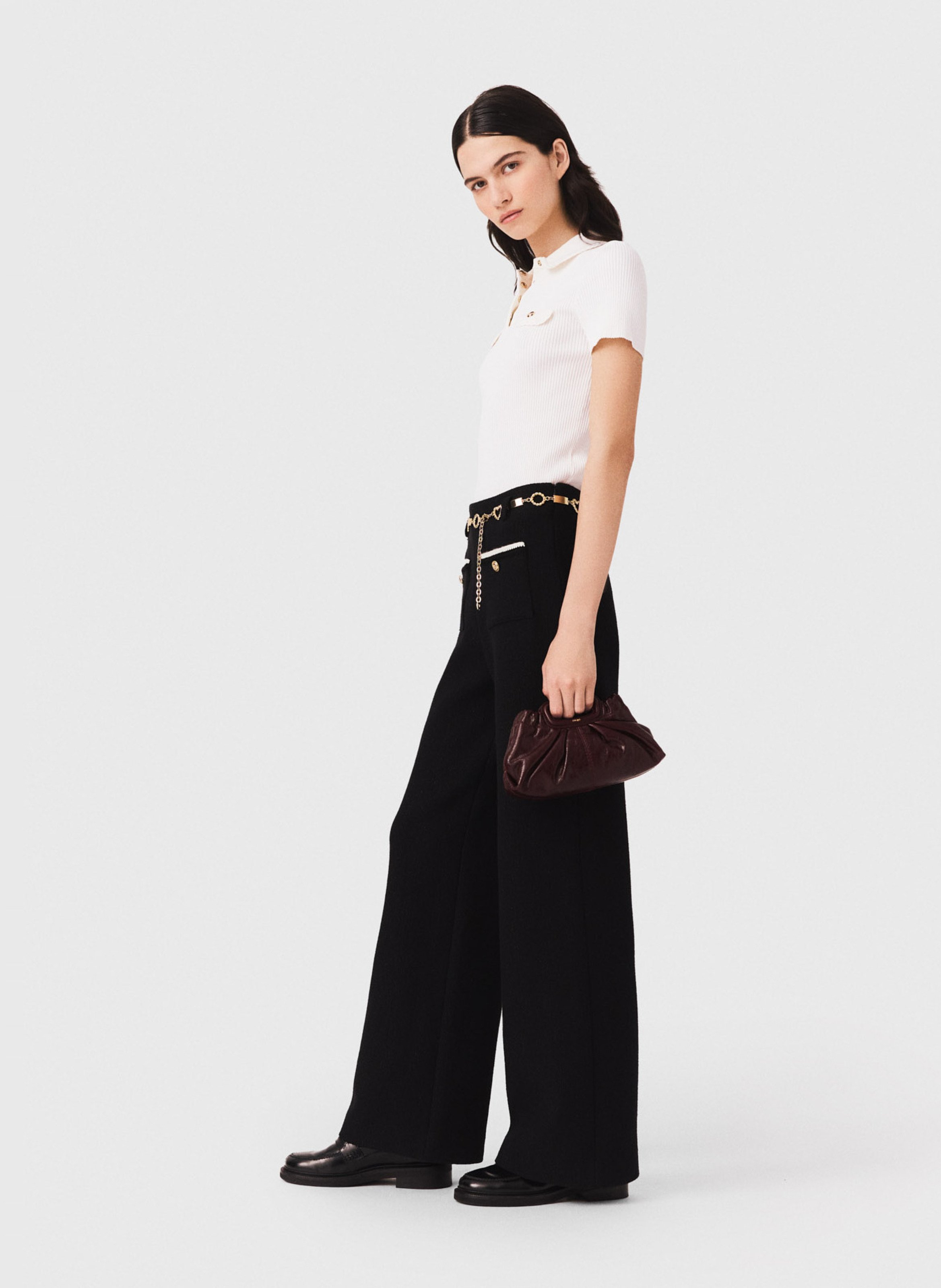 Pantalon taille haute large  MAJE Noir
