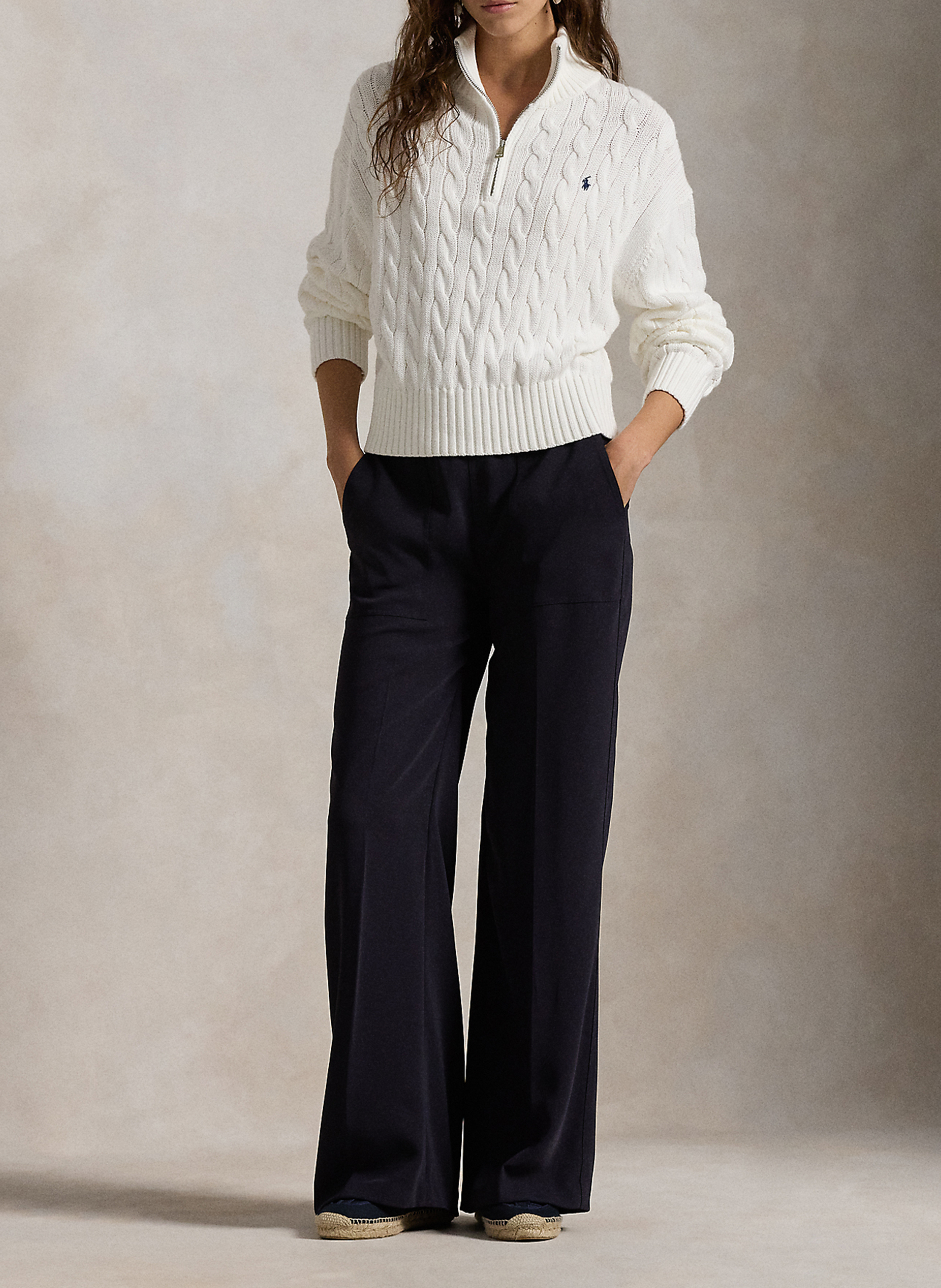 Baumwoll-Pullover mit Reißverschluss am Kragen POLO RALPH LAUREN Weiss
