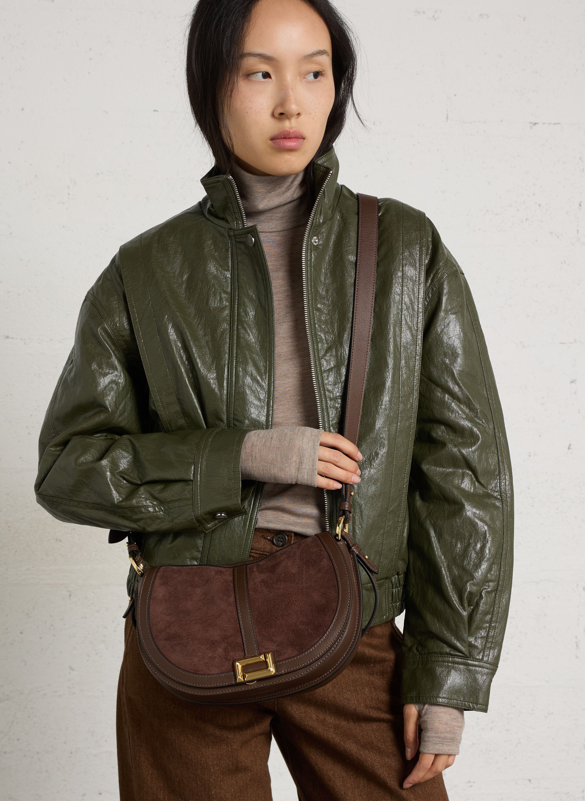 Sac bandoulière en cuir de vachette LANCEL Marron