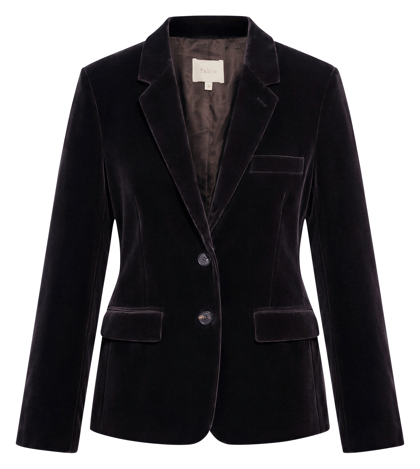 Getailleerde blazer van gladde katoenmix fluweel PABLO Bruin