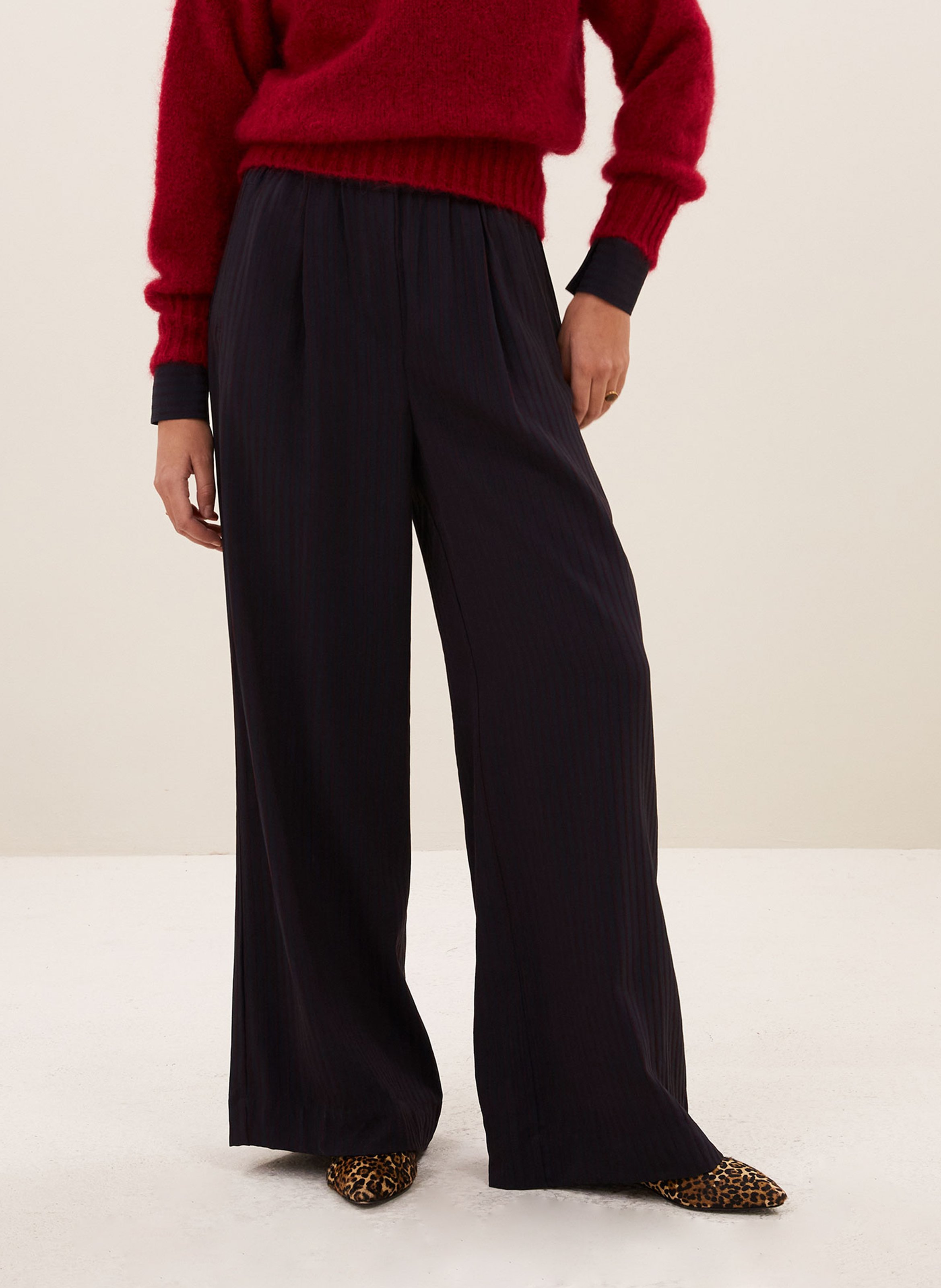Pantalon large à rayures BY BAR Rouge
