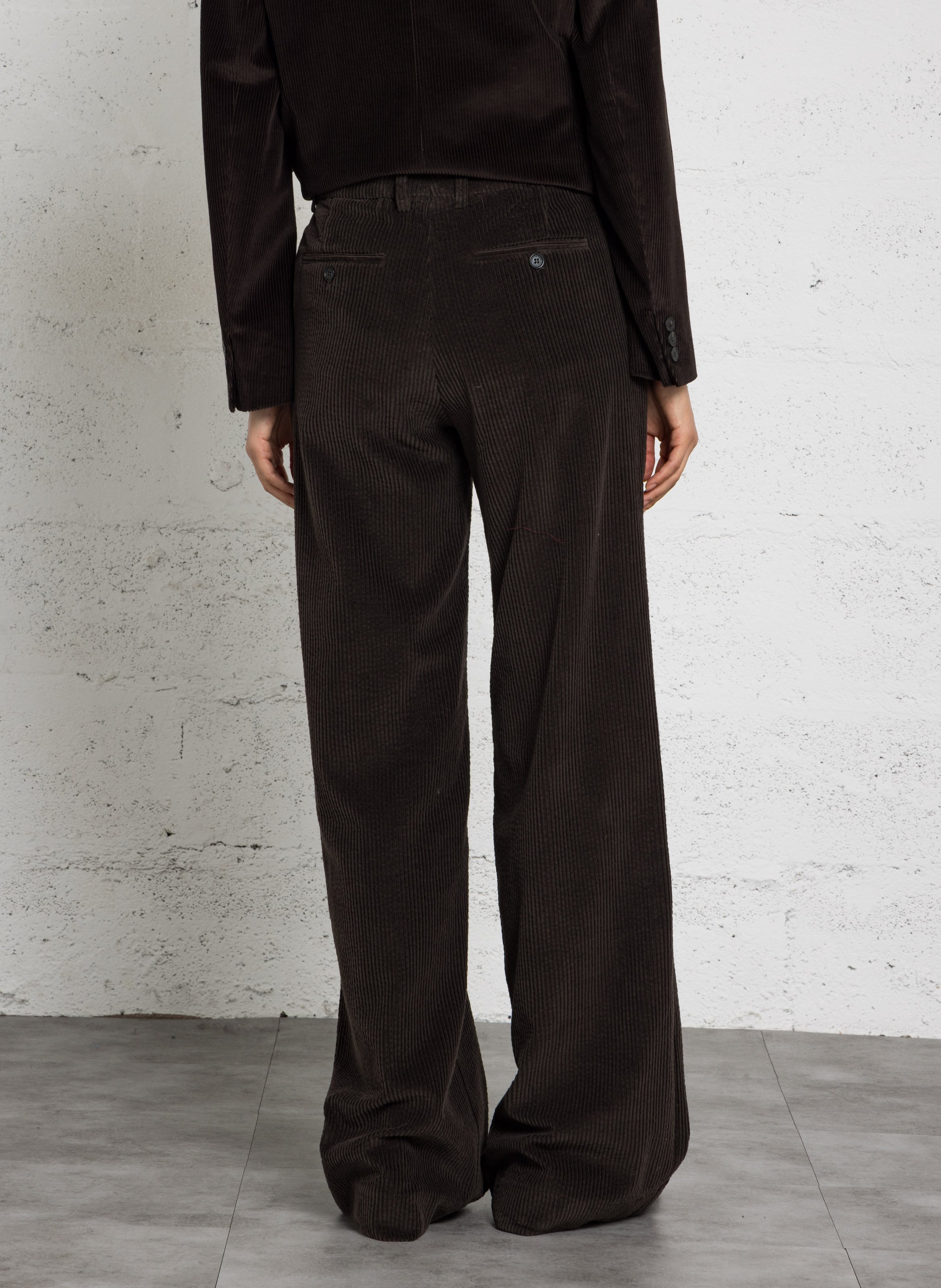 Pantalon droit en velours côtelé LAURENCE BRAS Marron