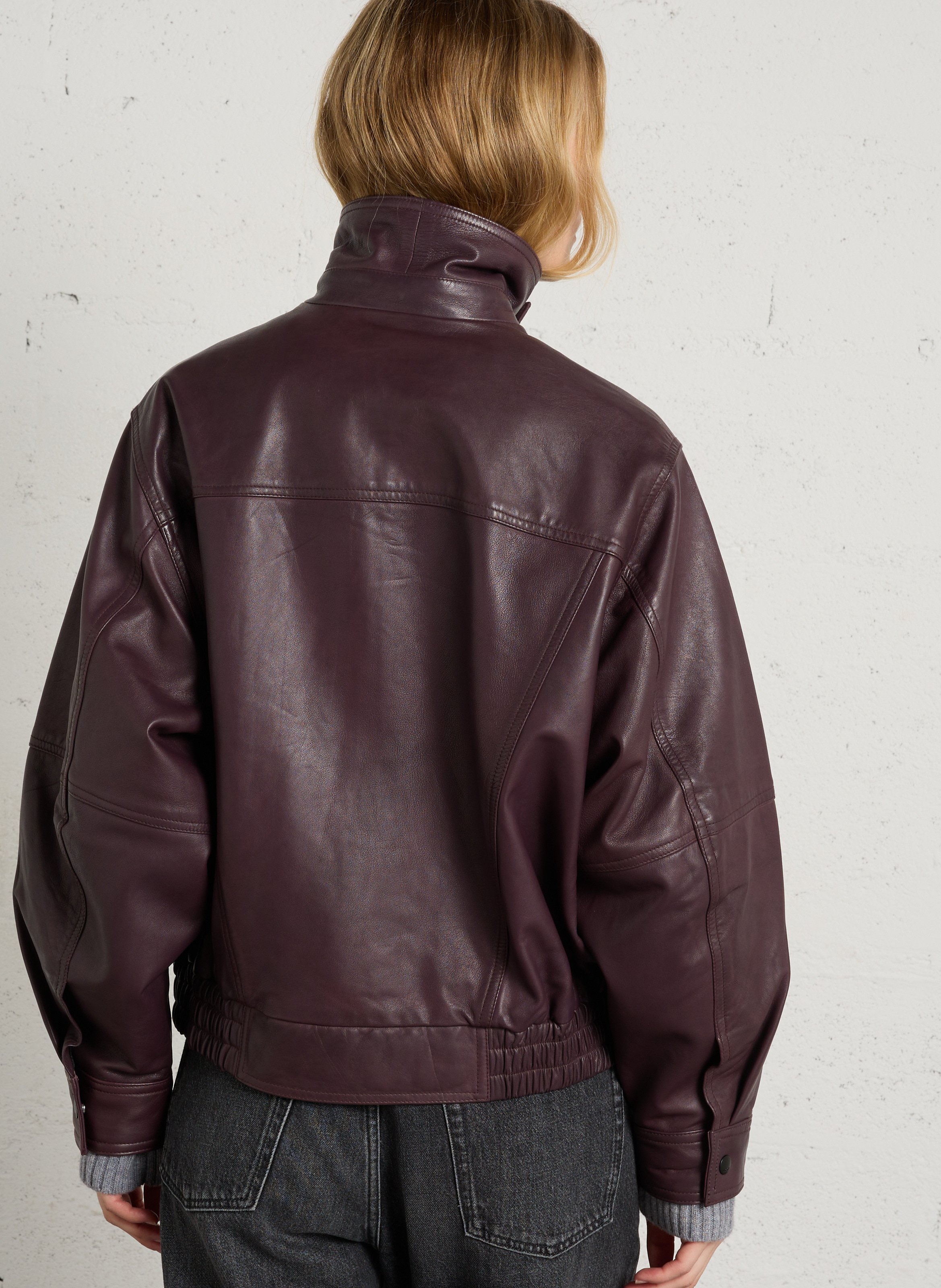 Bomber ample en cuir IKKS Prune