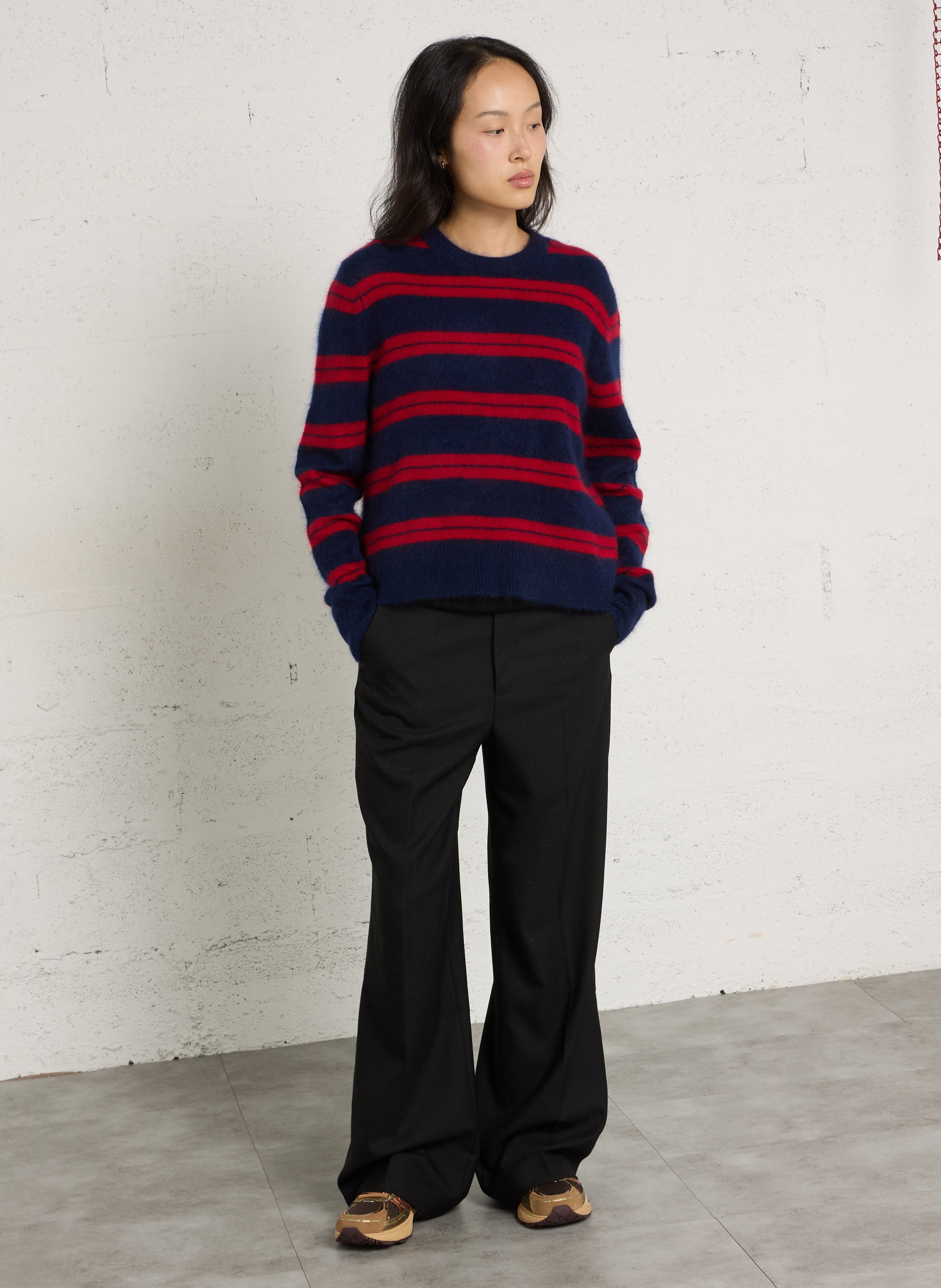 Straight-fit striped wool sweater BERENICE Blue