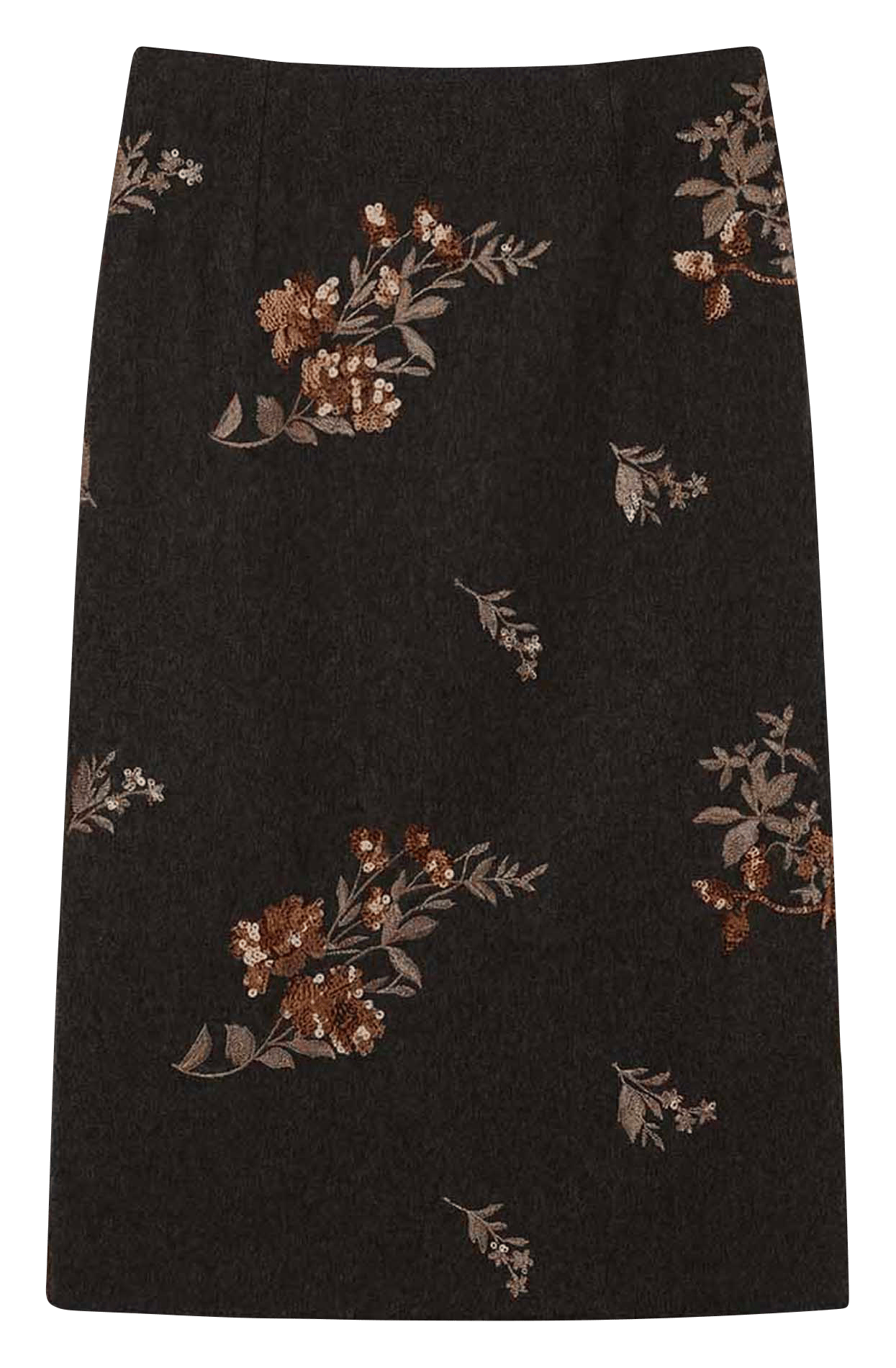 Jupe midi à broderie florale TARA JARMON Gris