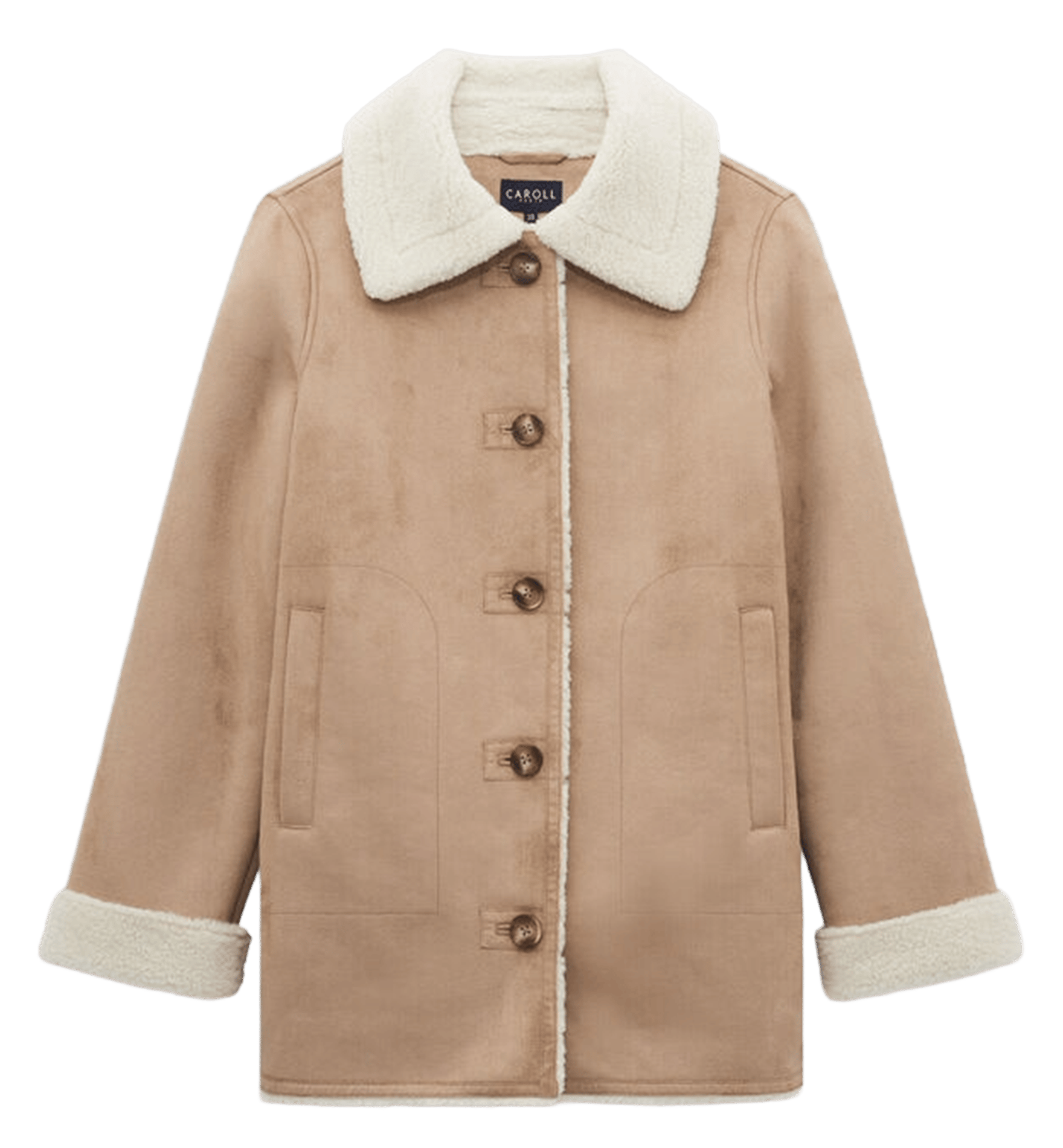 Gerade geschnittener Mantel mit klassischem Kragen CAROLL Beige