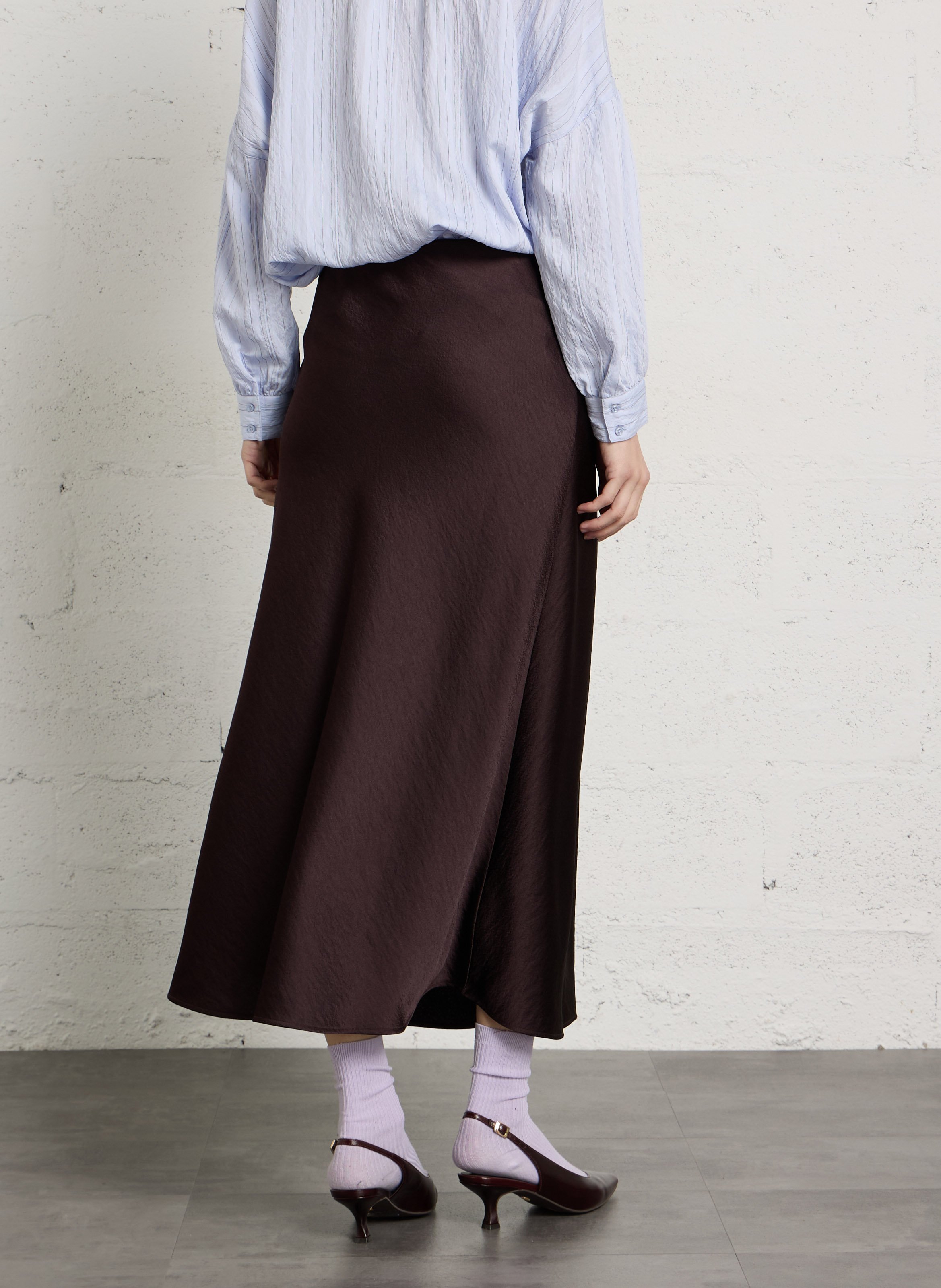 Long satin skirt SESSUN Brown