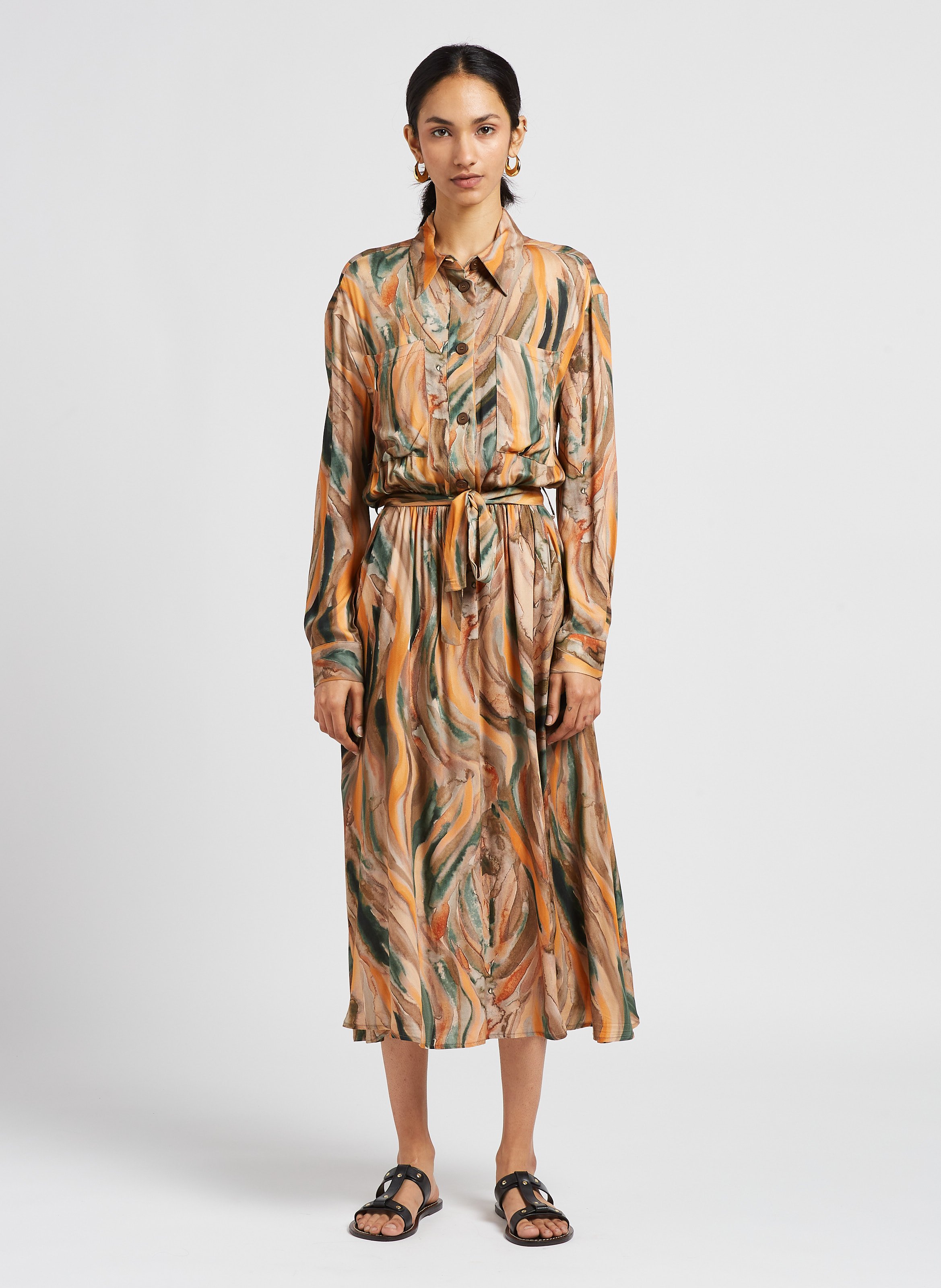 Long dress with classic collar PLEASE Multicolored