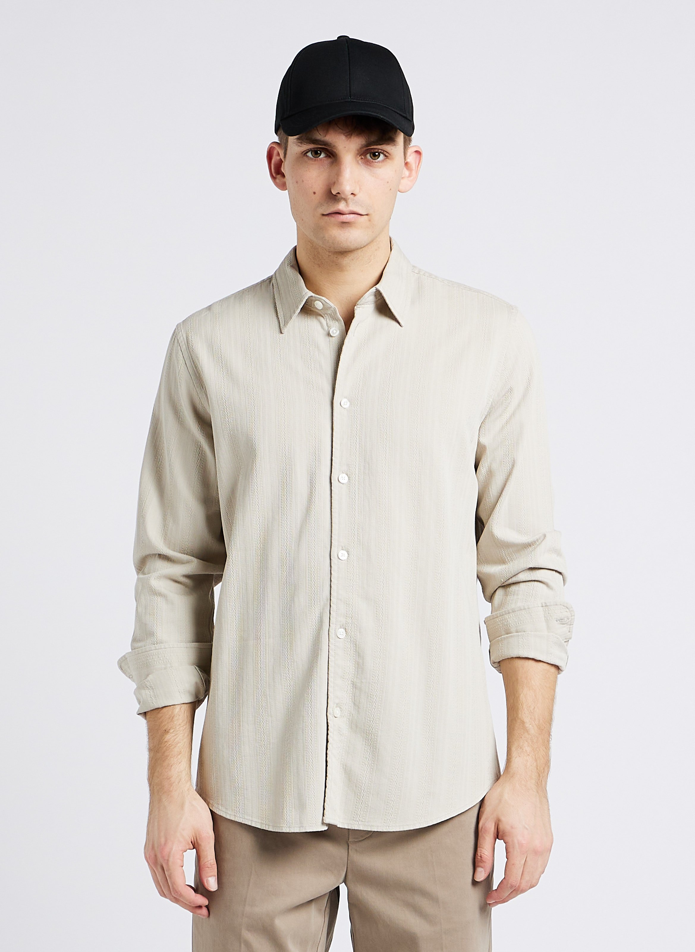 Chemise regular col classique en coton mélangé SAMSOE SAMSOE Beige