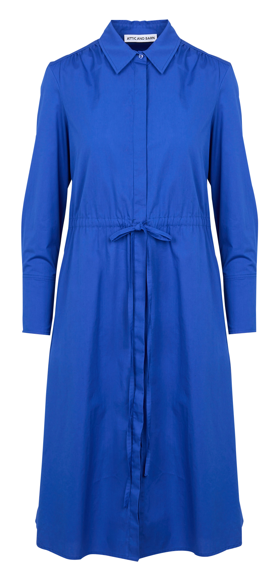 Straight cotton midi dress with classic collar ATTIC AND BARN Blue