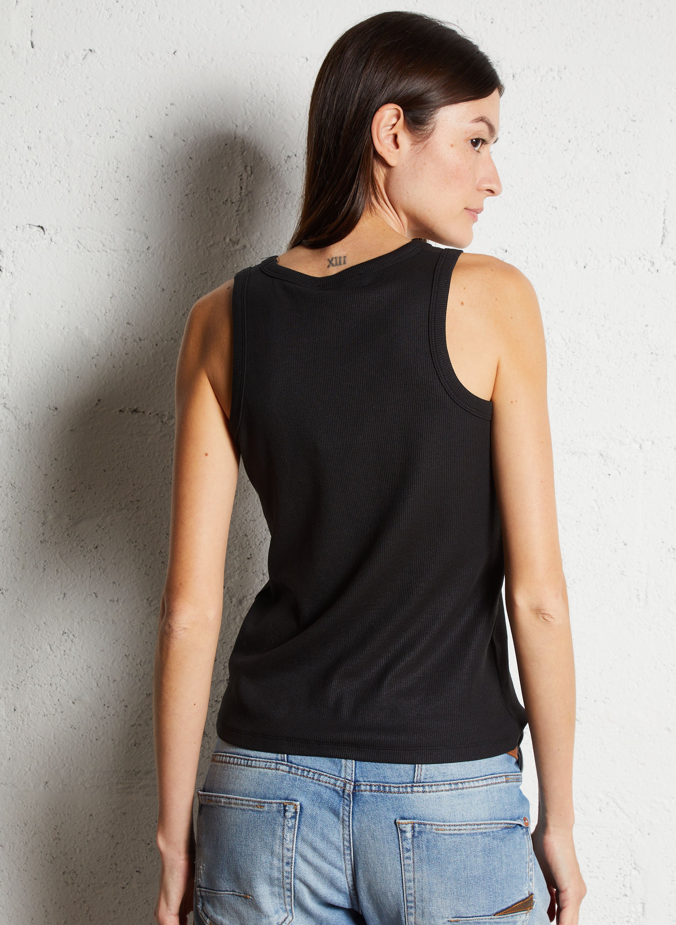 Ribgebreide tanktop met ronde hals LE TEMPS DES CERISES Zwart