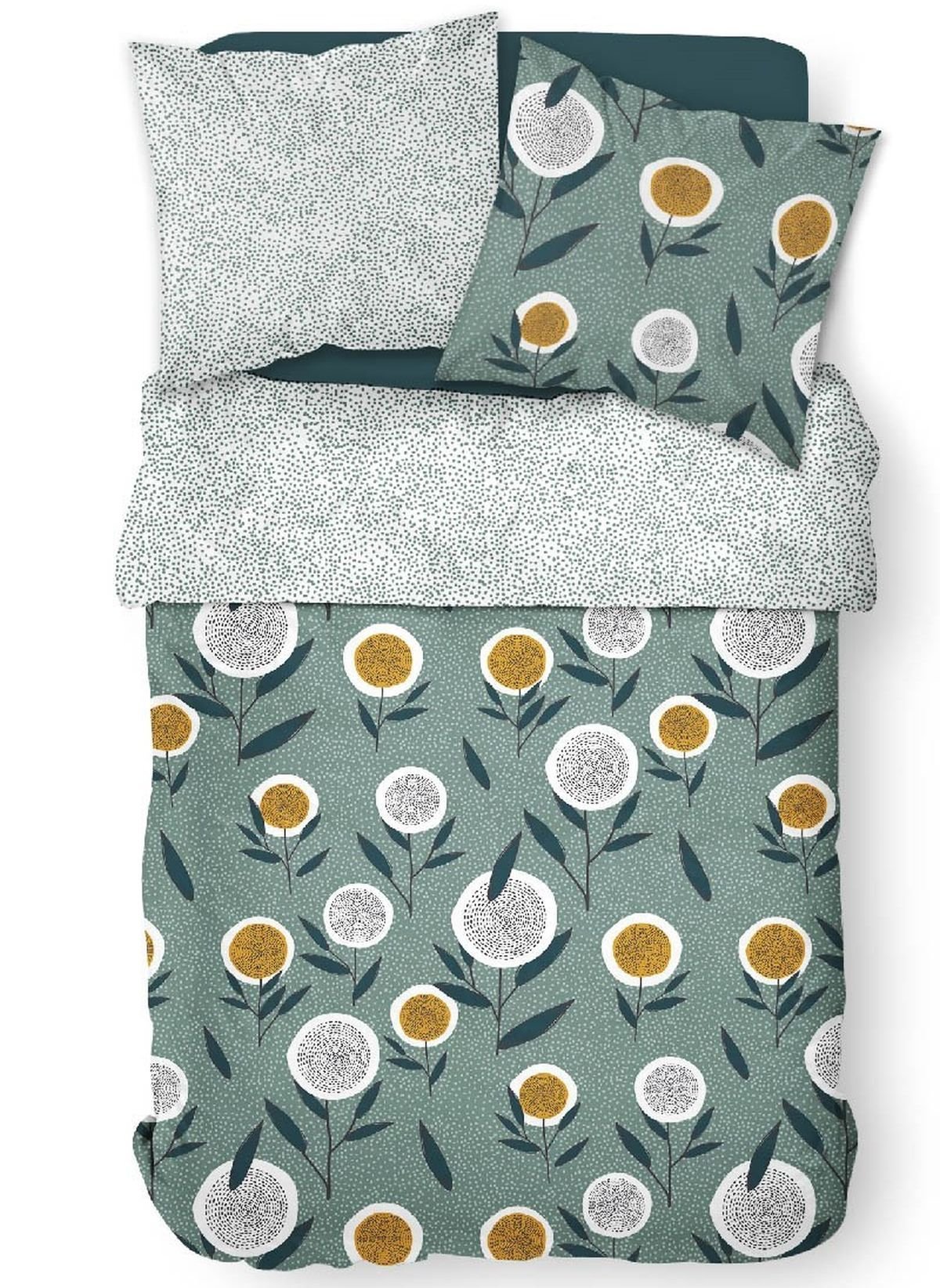 Floral printed cotton bedding set TODAY LINGE DE MAISON Blue