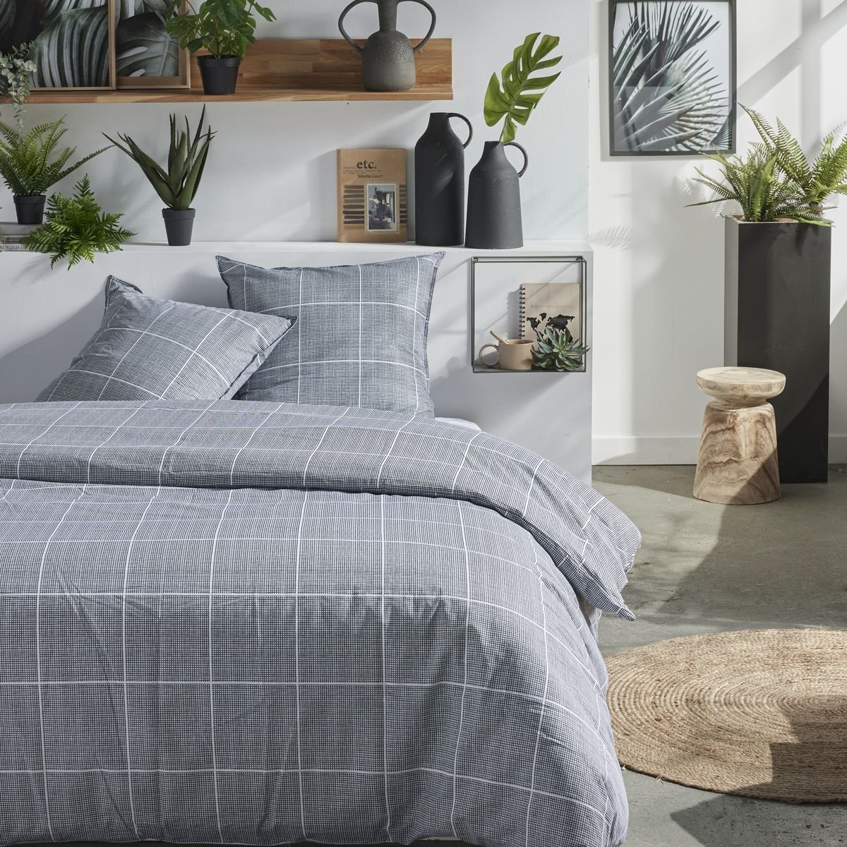 Zippered cotton printed bedding set TODAY LINGE DE MAISON Grey