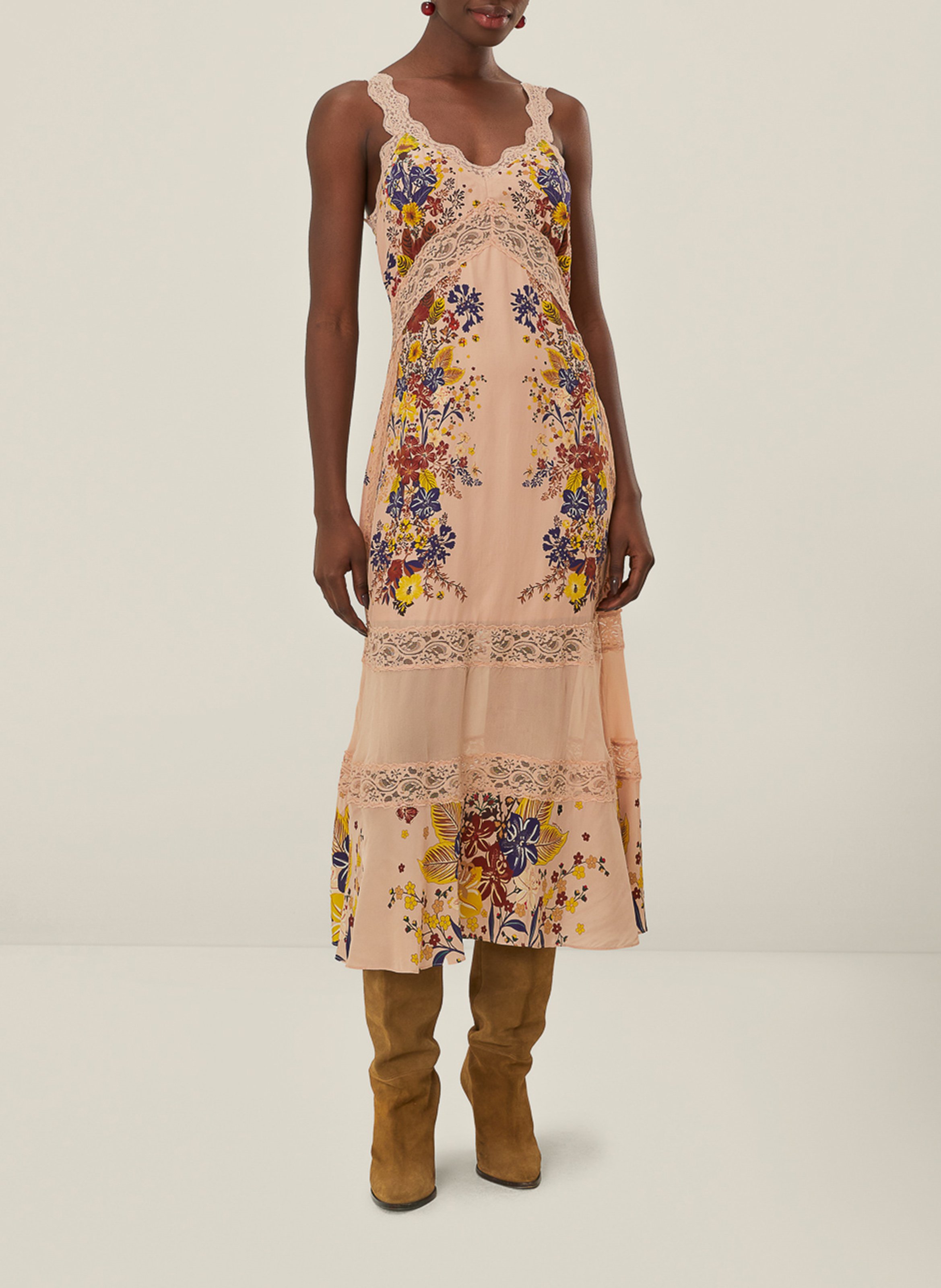 Floral print V-neck midi dress FARM RIO Pink