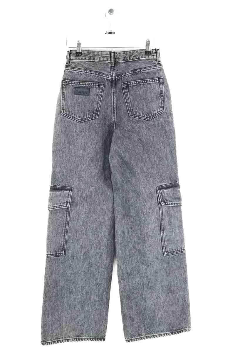 Wide leg cotton jeans GANNI - Seconde Main Black