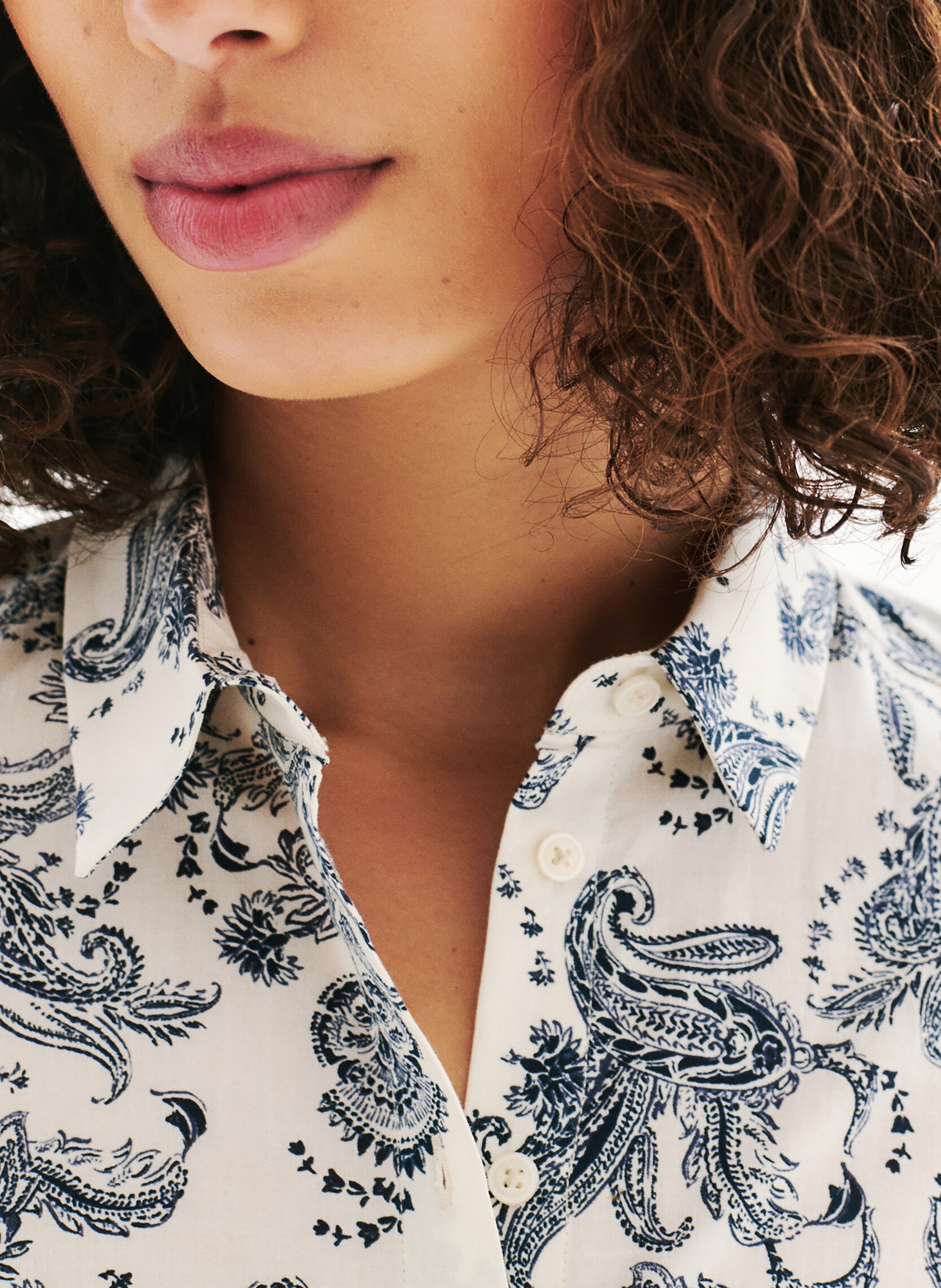 Chemise col classique imprimée CAROLL Beige