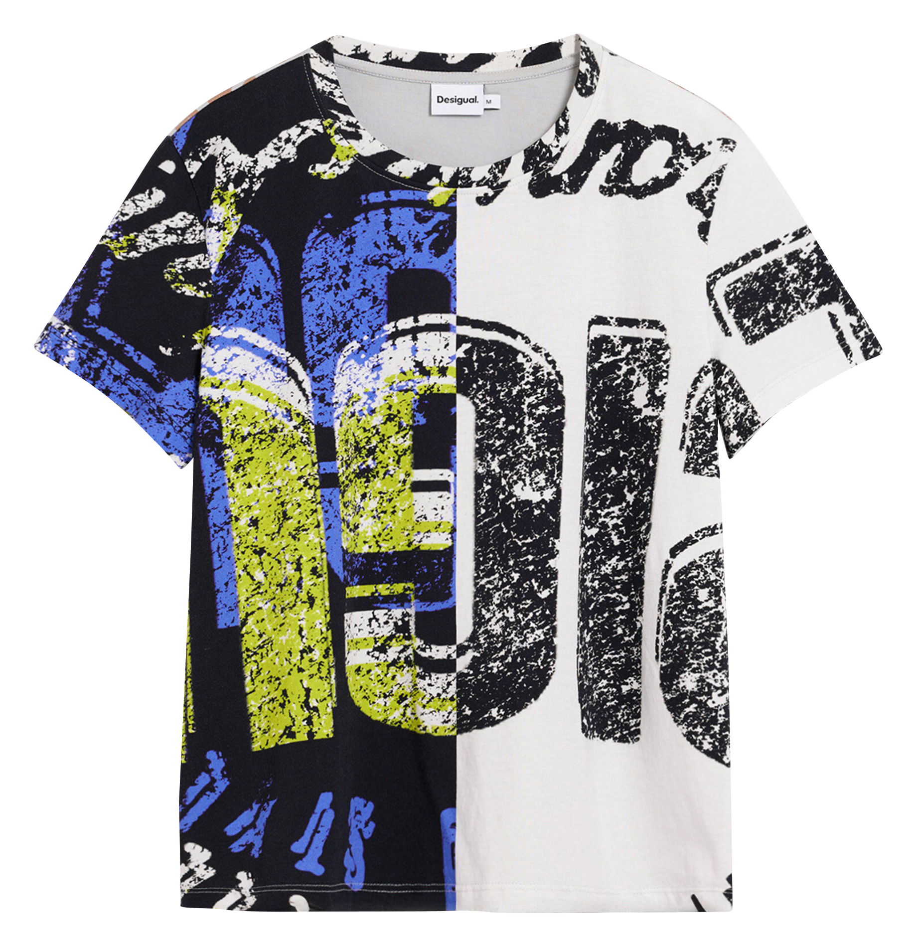 Tee-shirt col rond en coton DESIGUAL Noir