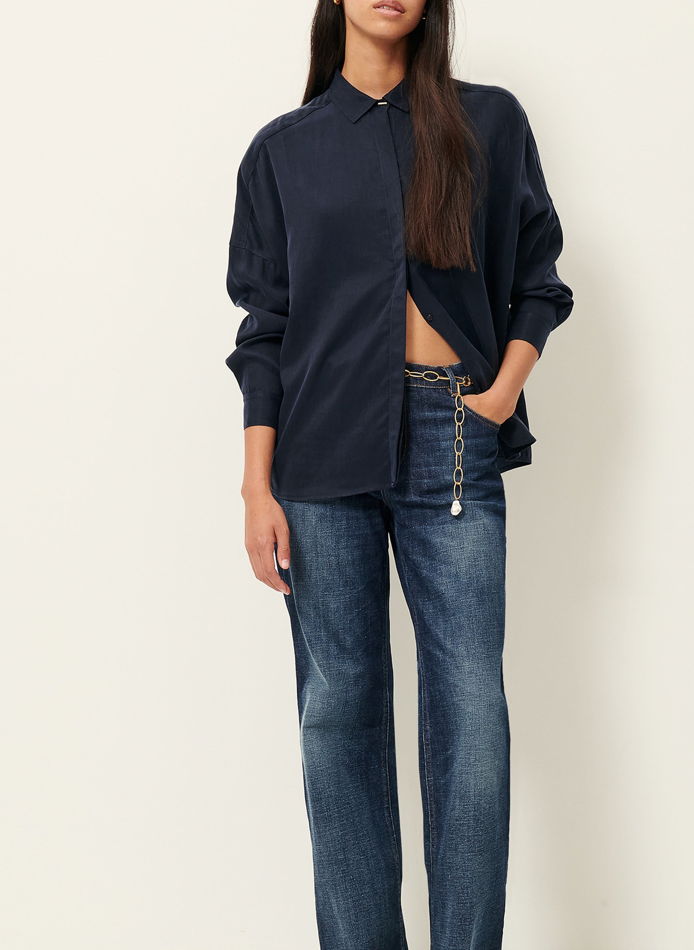 Chemise col classique satinée  SESSUN Bleu