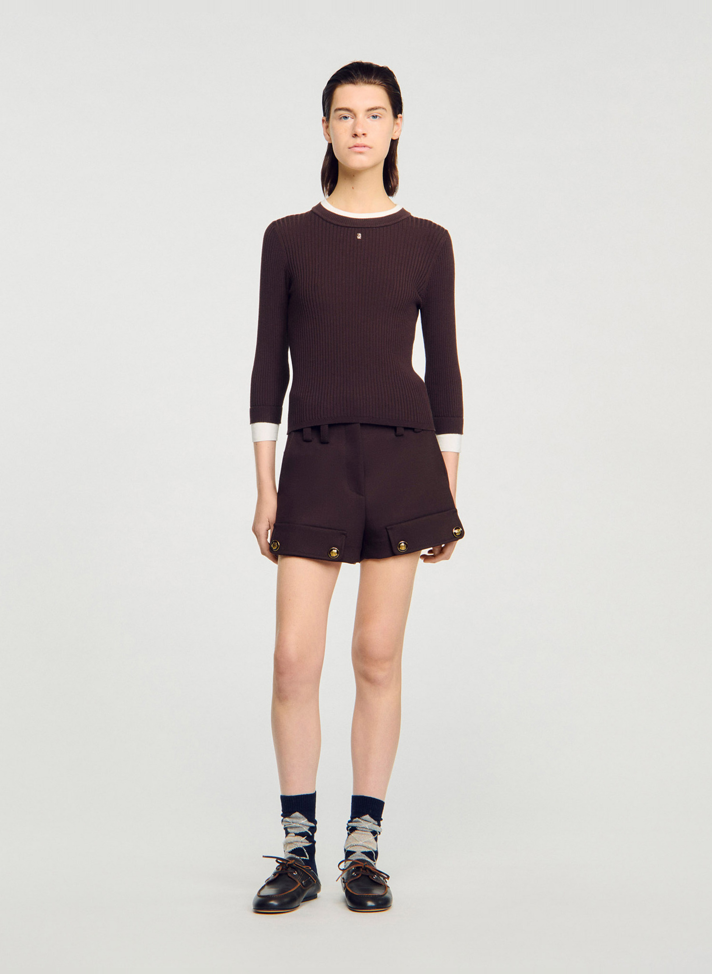 Pull col rond SANDRO Marron