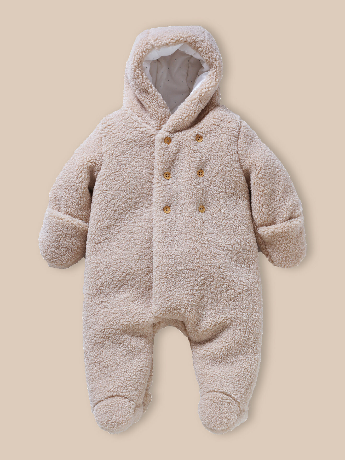 Sherpa plush effect pilot jumpsuit CYRILLUS Beige
