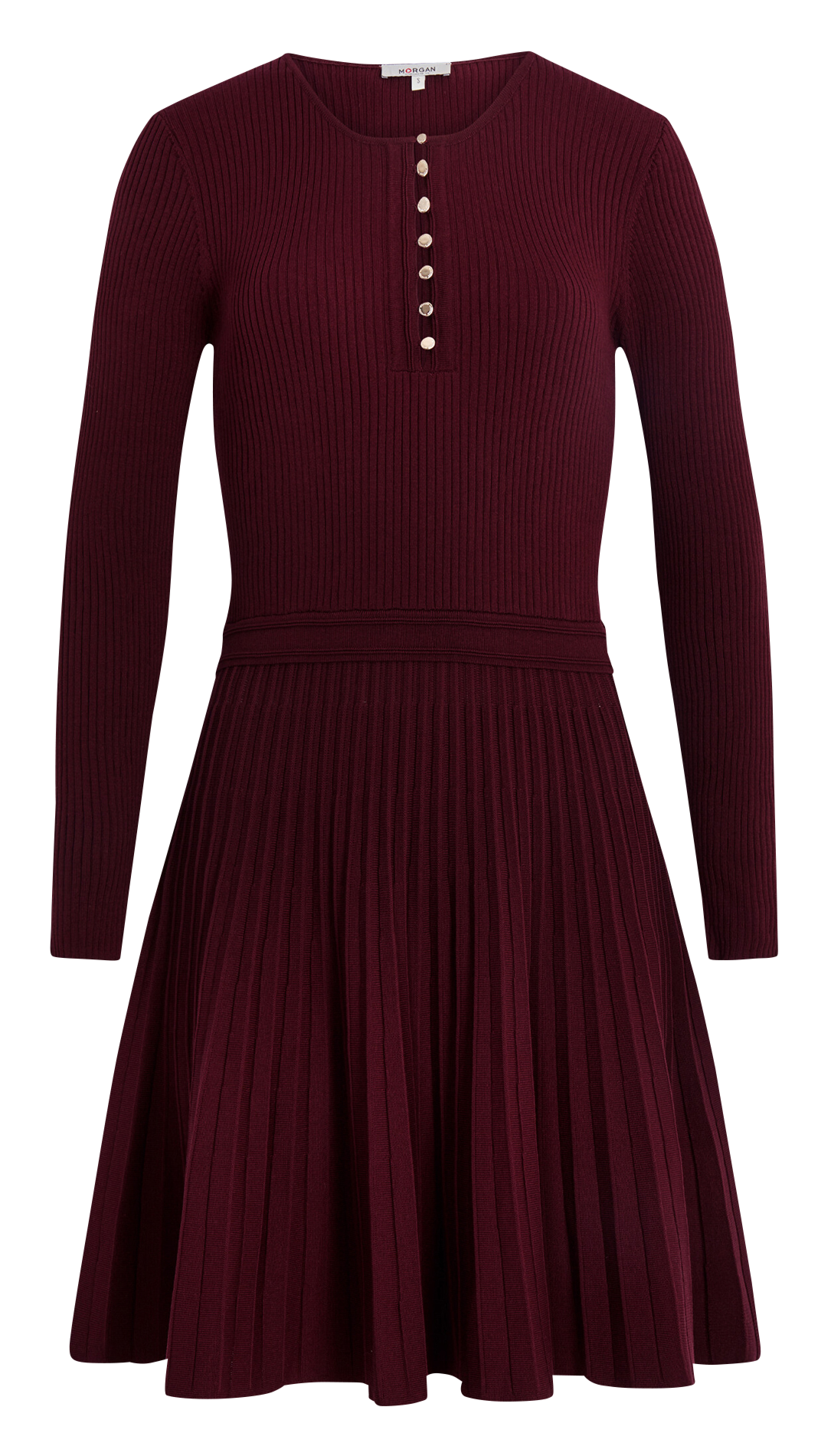 Round-neck knit midi dress MORGAN Purple