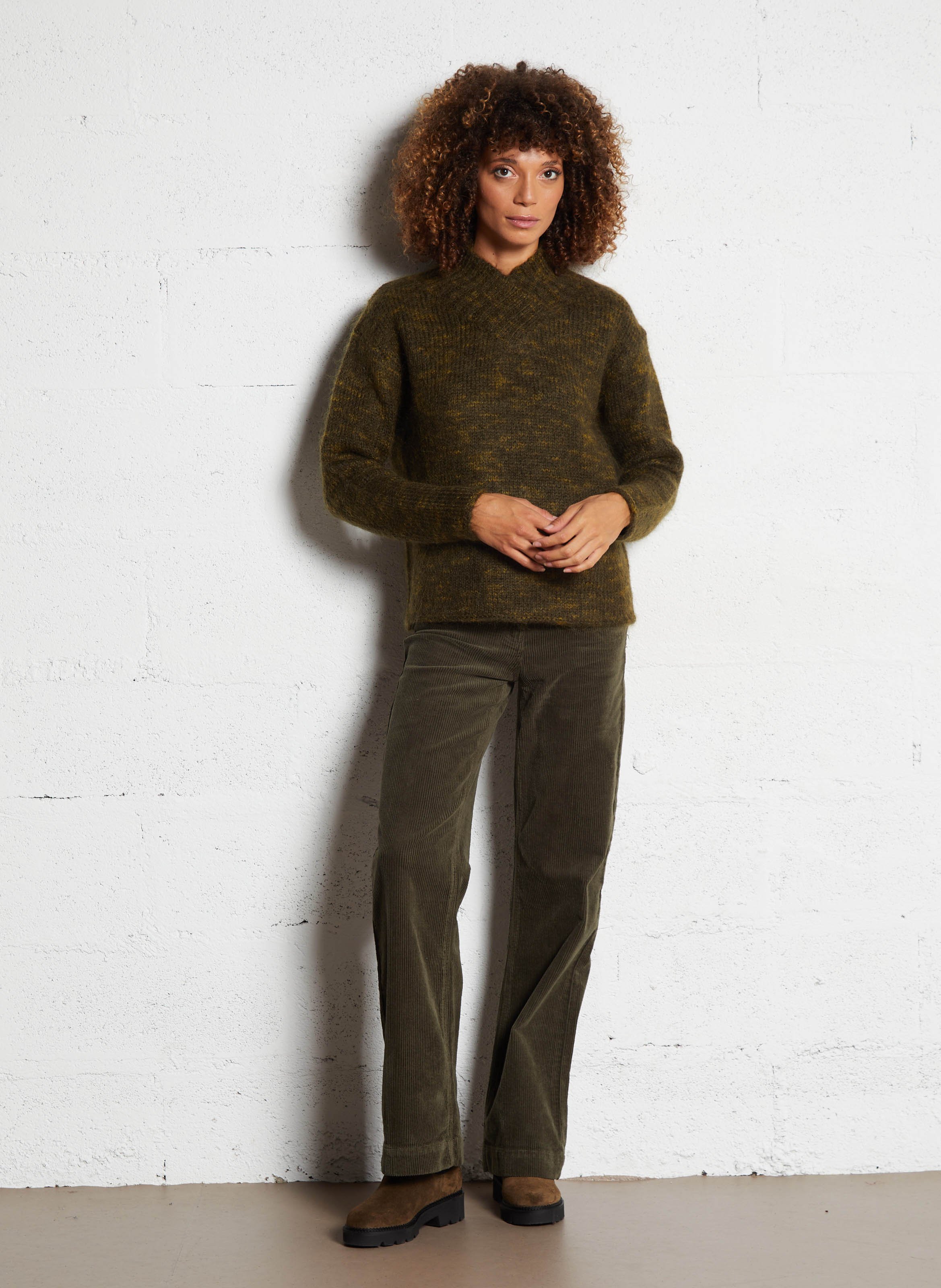 Pull col montant uni en laine mélangée MAISON 123 Vert