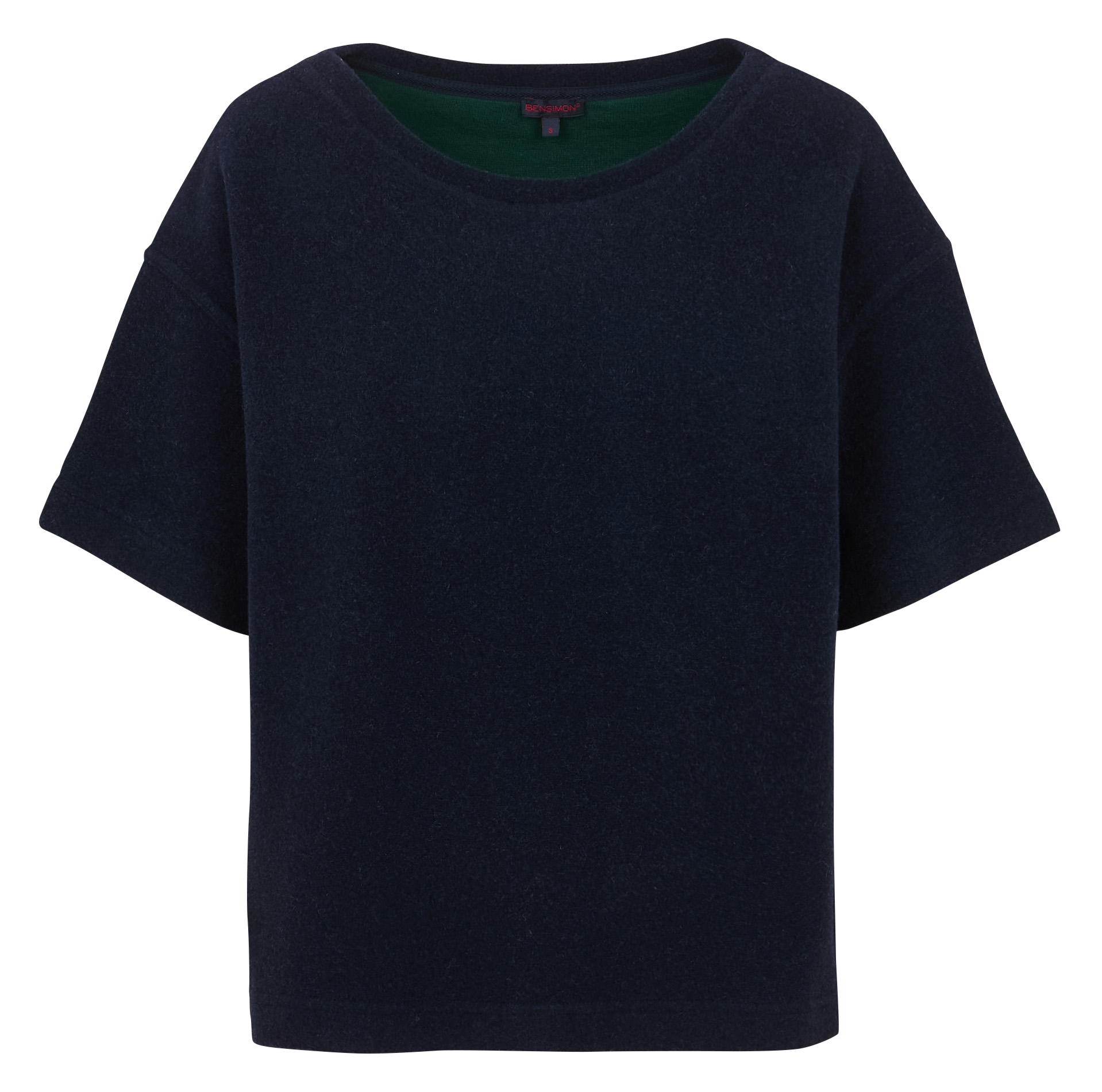 T-shirt van wolmix met ronde hals BENSIMON Blauw