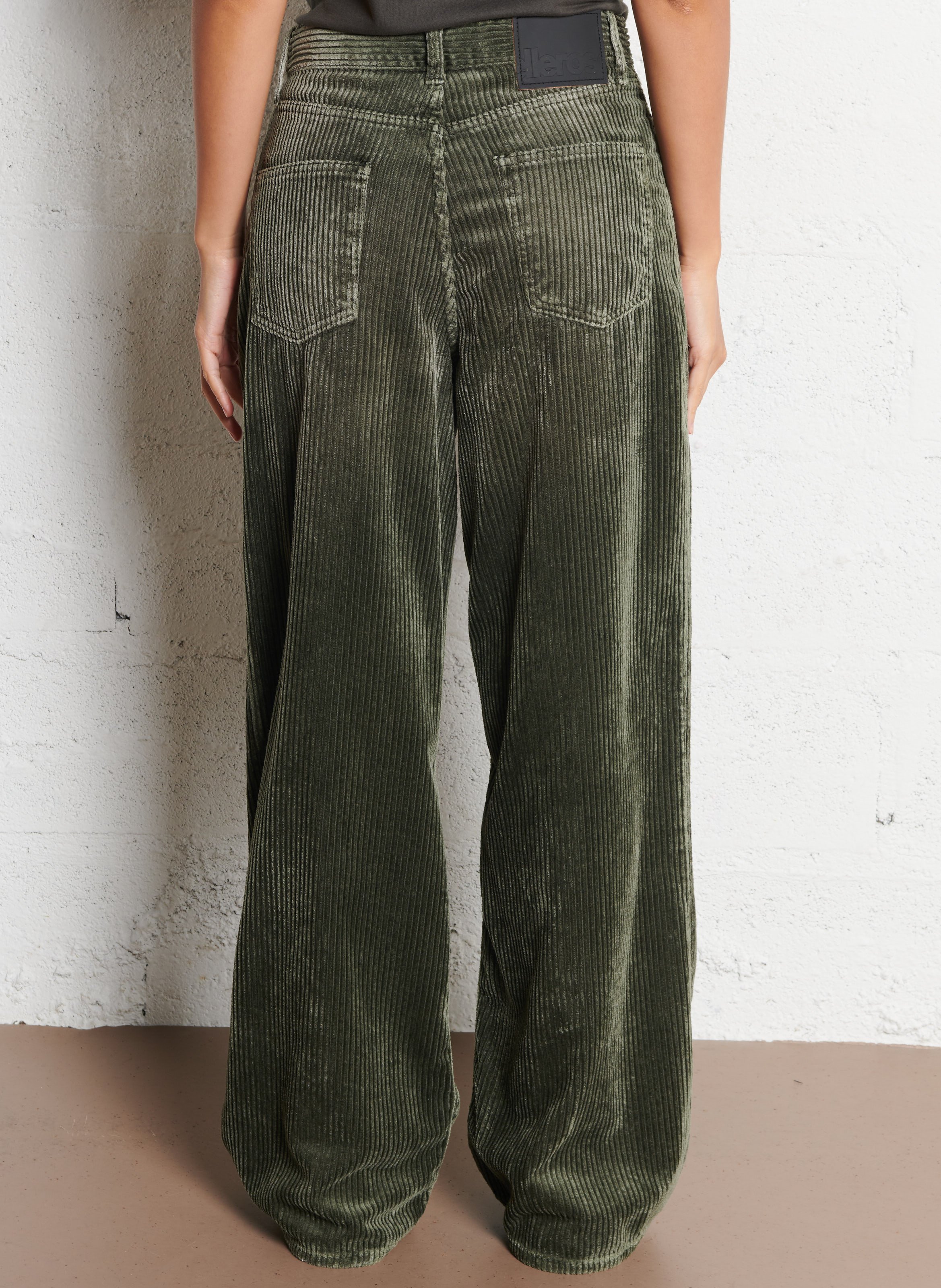 Wijde broek met hoge taille - katoenblend BELLEROSE Kaki