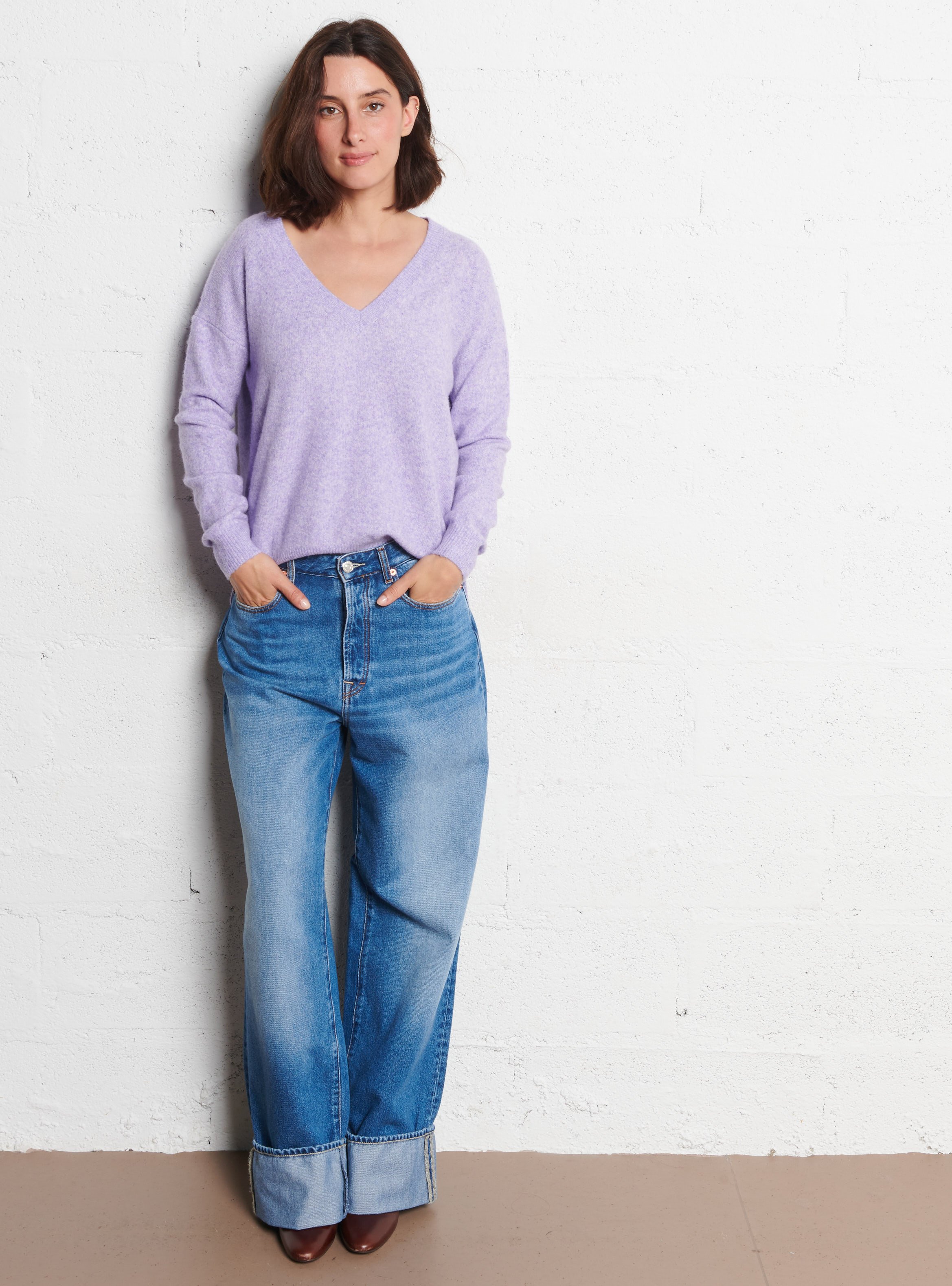 Pull col V  LA PETITE ETOILE Violet