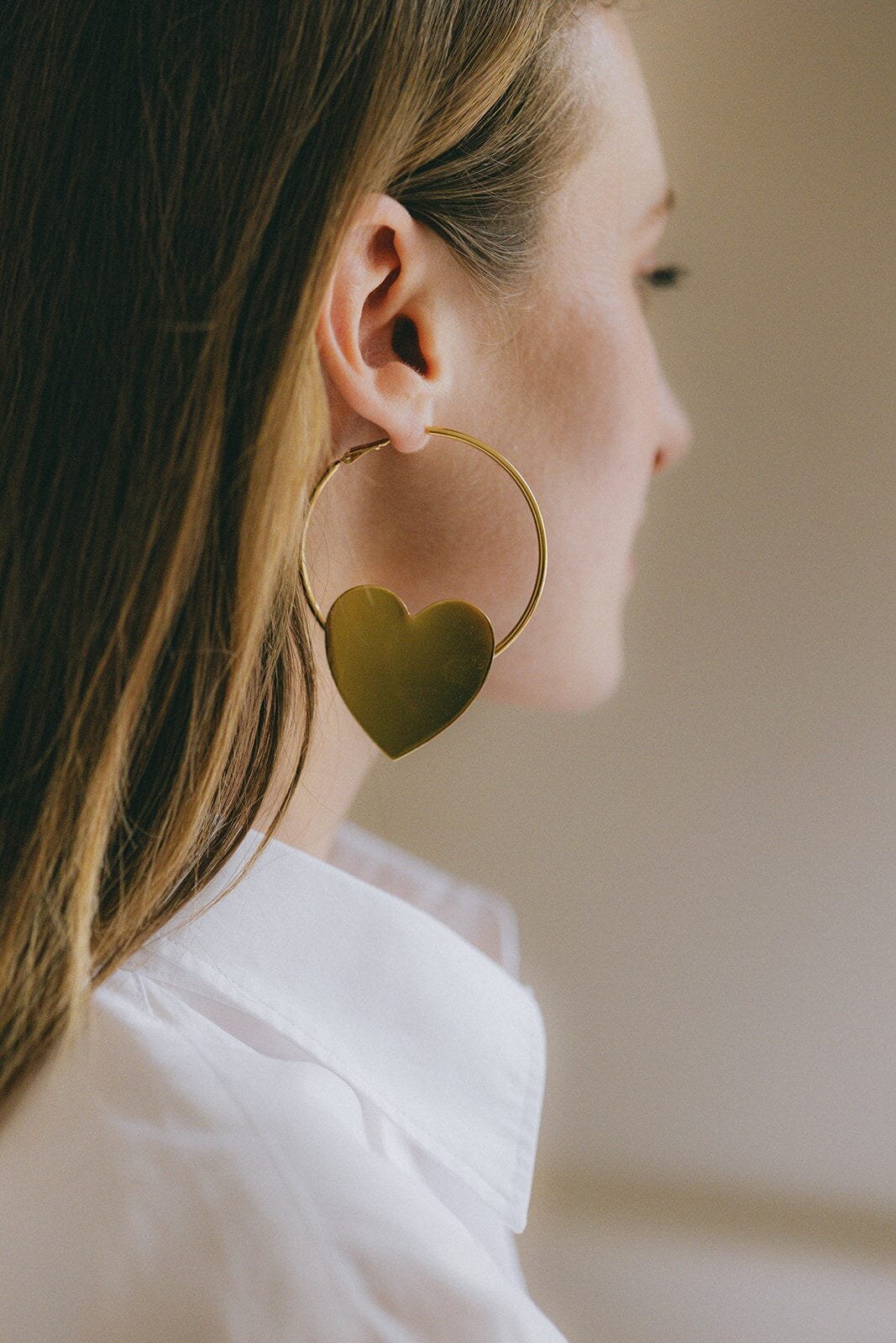 Gold-plated heart-shaped hoop earrings MONSIEUR SIMONE Silver
