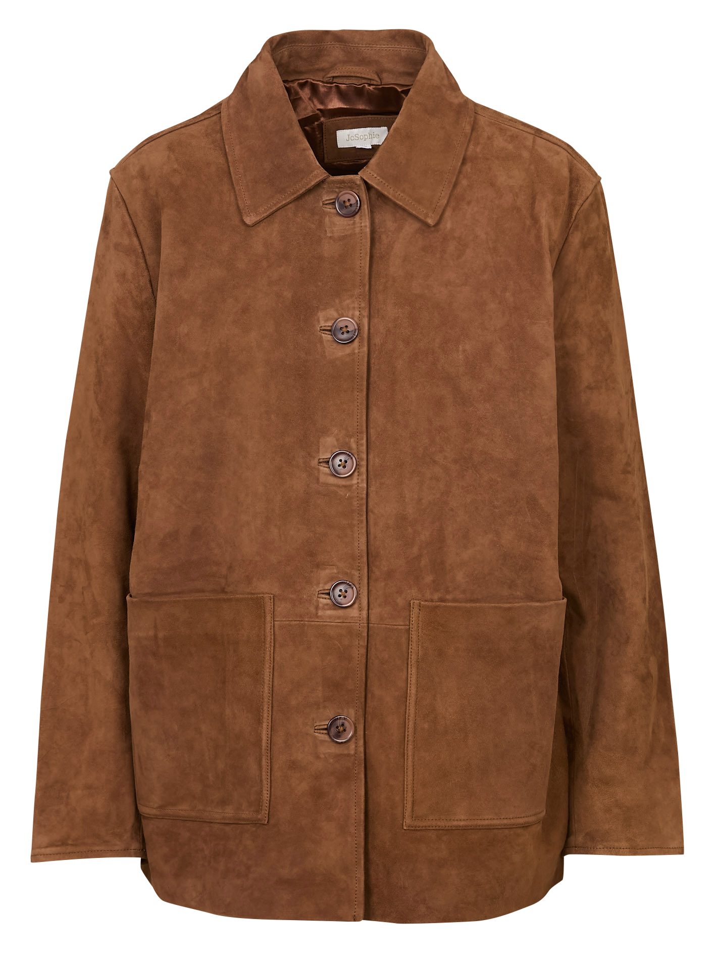 Veste oversize col classique en cuir JC SOPHIE Marron