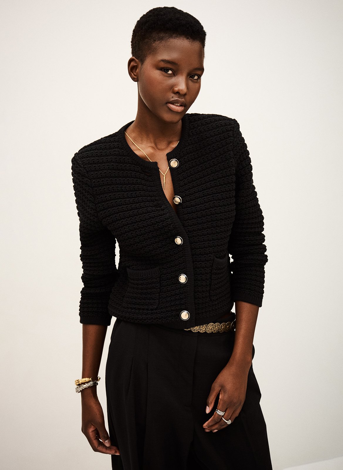 Recht vest met ronde hals | katoenblend BA&SH Zwart