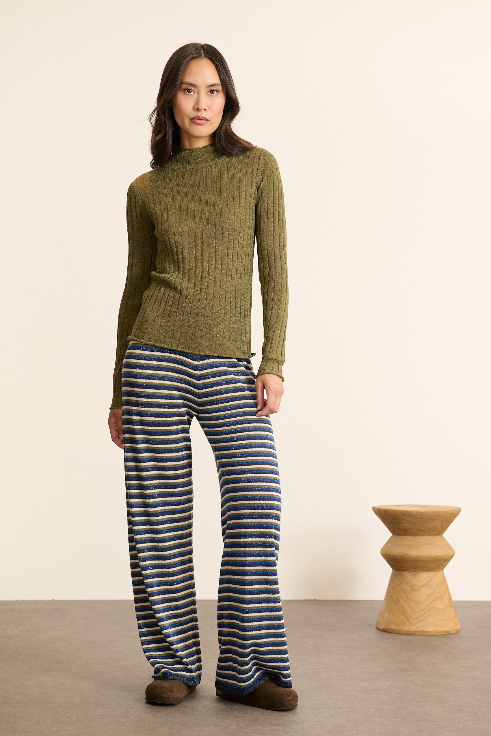 High-neck lurex sweater GARANCE PARIS Khaki