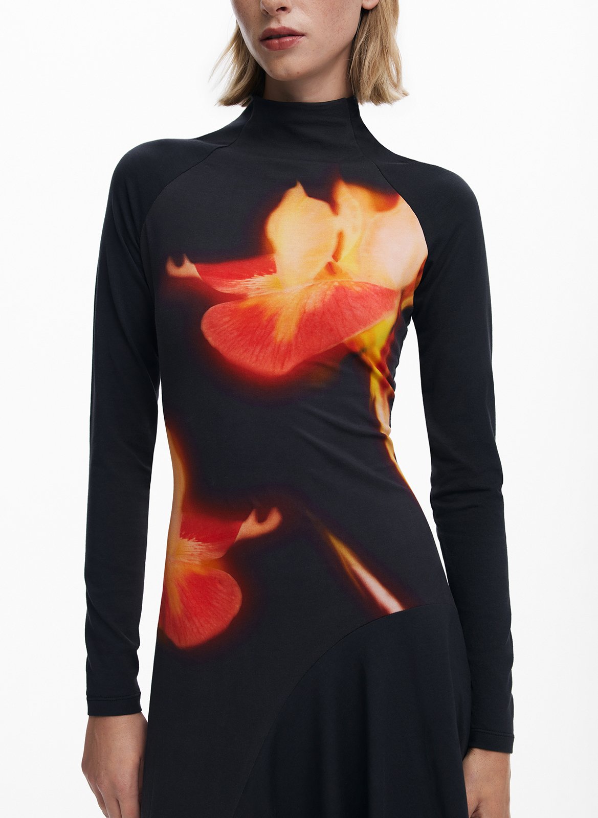 Robe courte col rond en coton DESIGUAL Noir