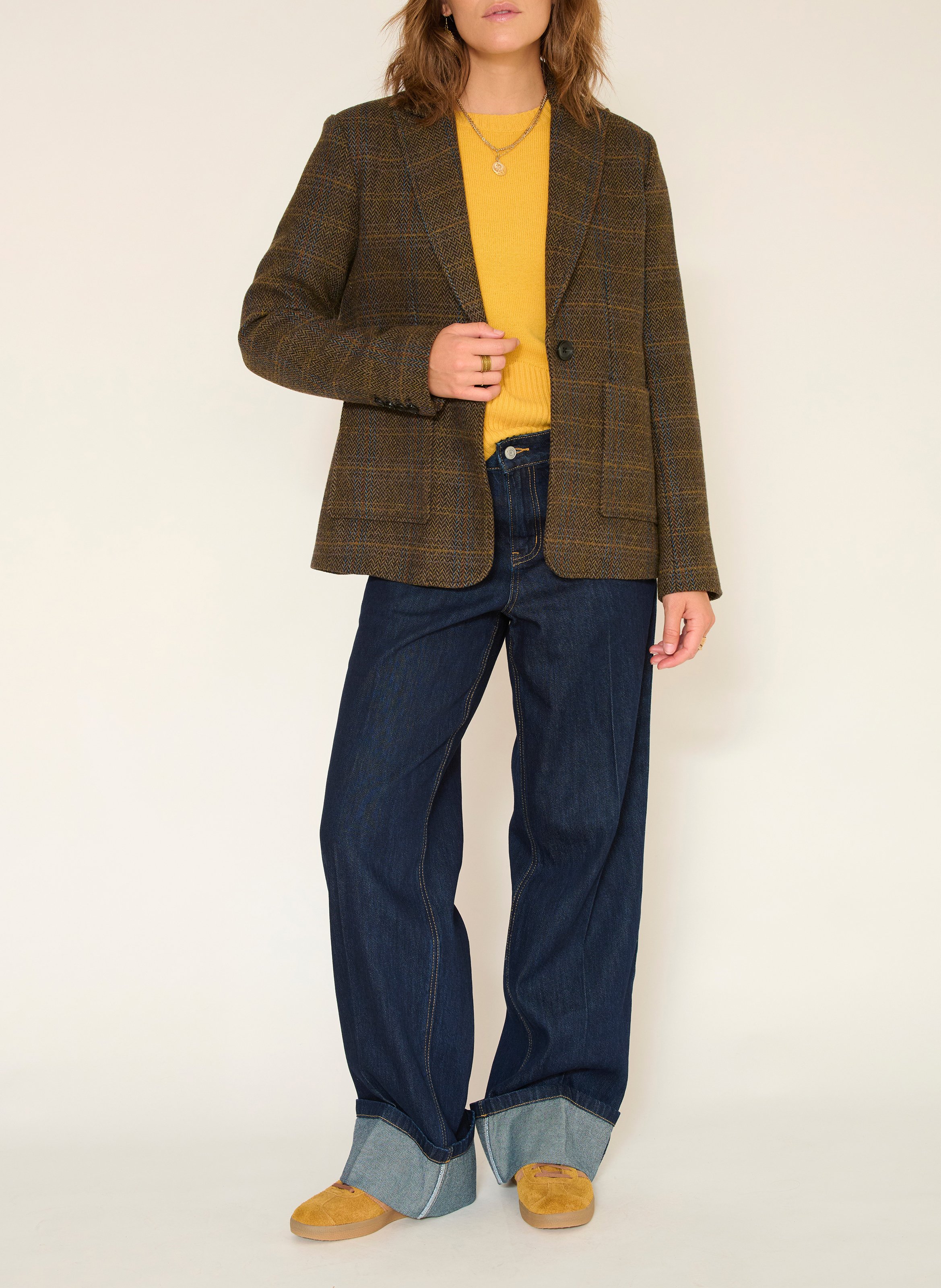 Loose-fit round-neck merino wool sweater MKT Yellow