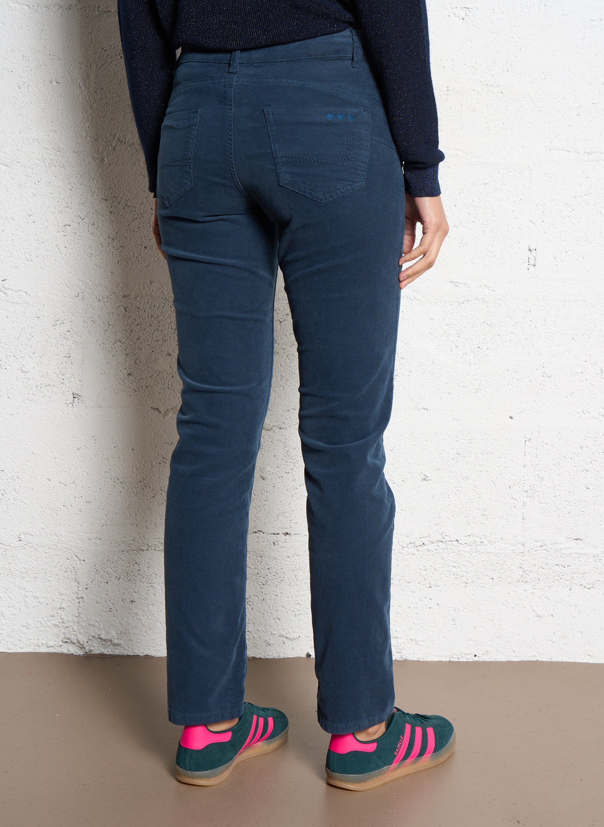 Pantalon slim velours en coton stretch SUD EXPRESS Bleu